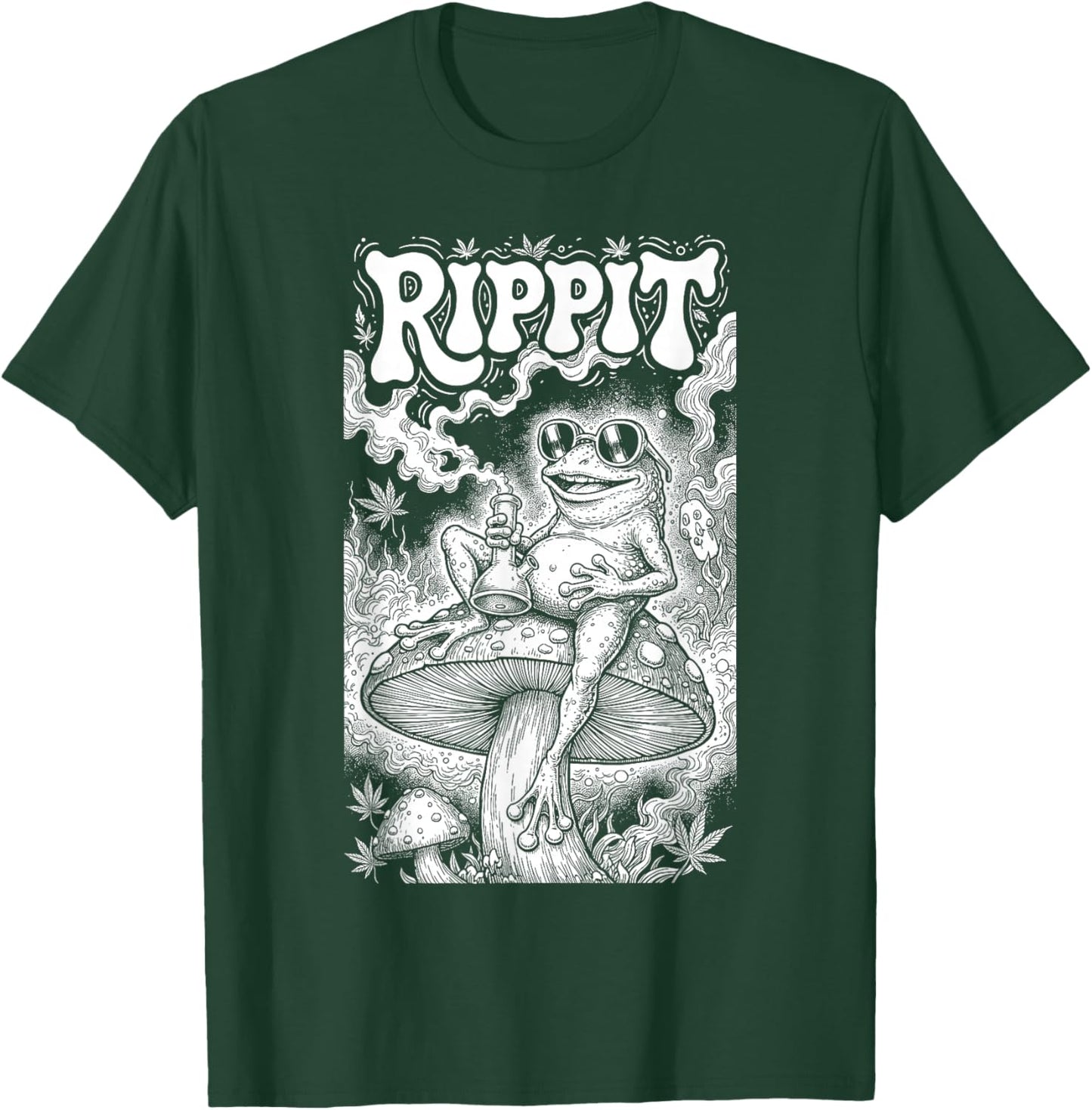 Rippit Stoner Frog Funny Weed Marijuana Pot Smoker 420 T-Shirt - T-Shirt | Forest