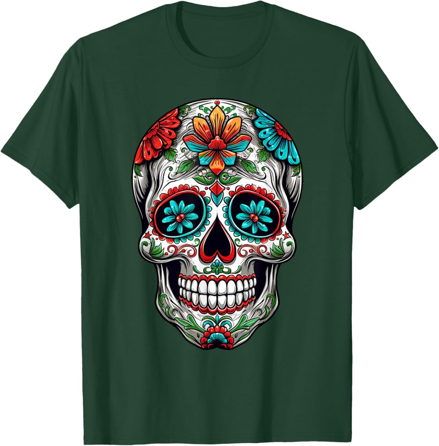 Dia De Los Muertos Costume Halloween Day Of Dead Sugar Skull T-Shirt - T-Shirt | Forest