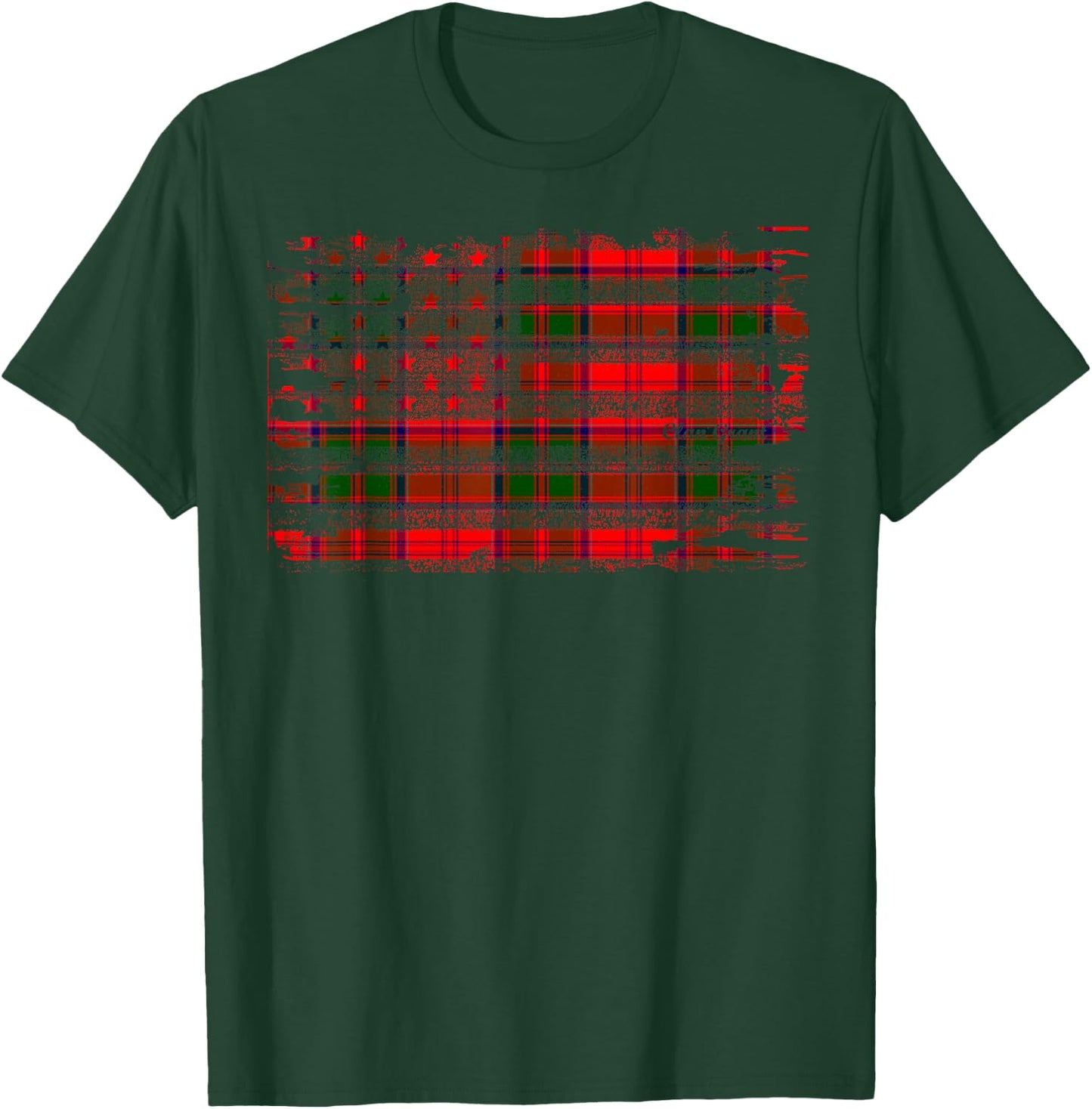Clan Grant American Flag Scottish Tartan Shirt T-Shirt - T-Shirt | Forest