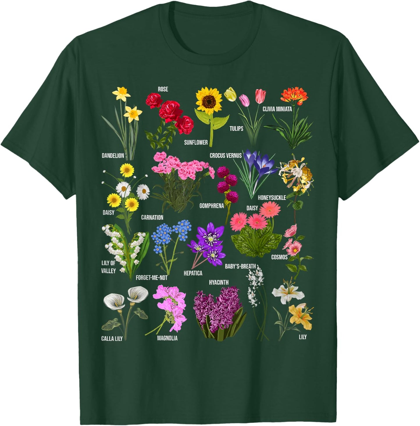 Vintage Flower Botanical Illustration Chart Plant T-Shirt - T-Shirt | Forest