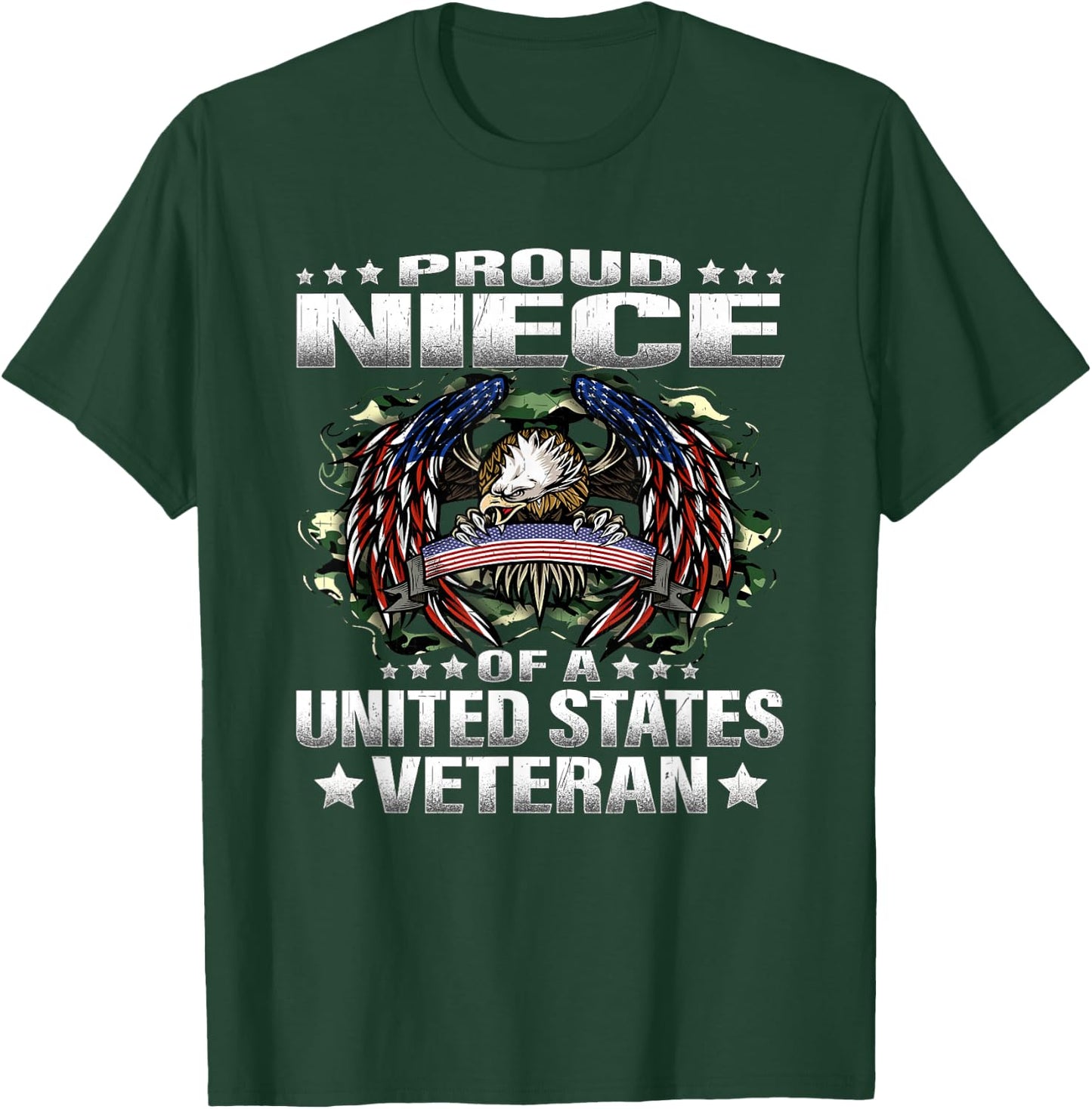 Proud Niece Of A United States Veteran Military Vet's Family T-Shirt - T-Shirt | Forest