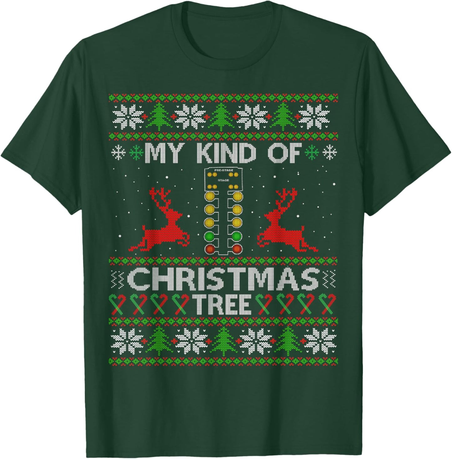 My Kind Of Christmas Tree Drag Racing Funny Xmas Racer Gift T-Shirt - T-Shirt | Forest