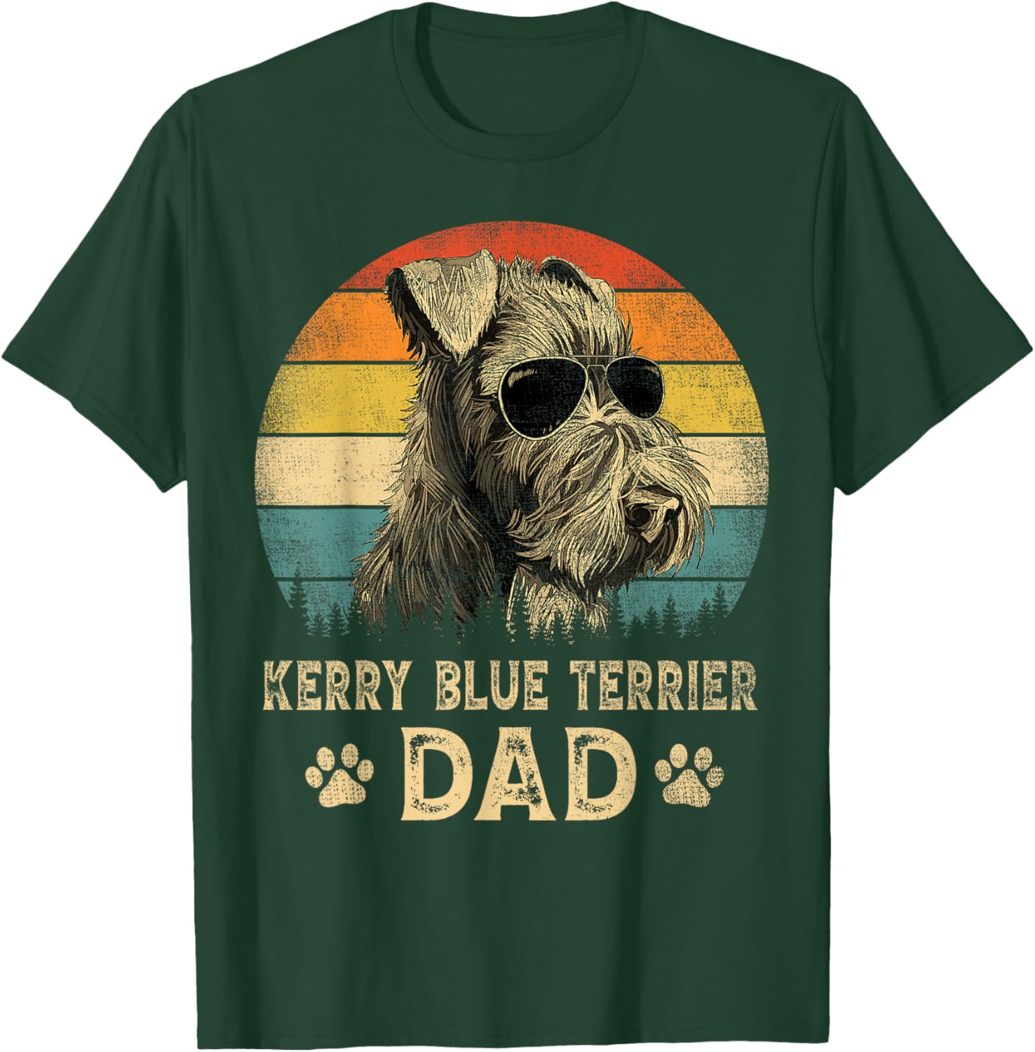 Vintage Kerry Blue Terrier Dad Dog Lovers Father's Day Men Women T-Shirt - T-Shirt | Forest