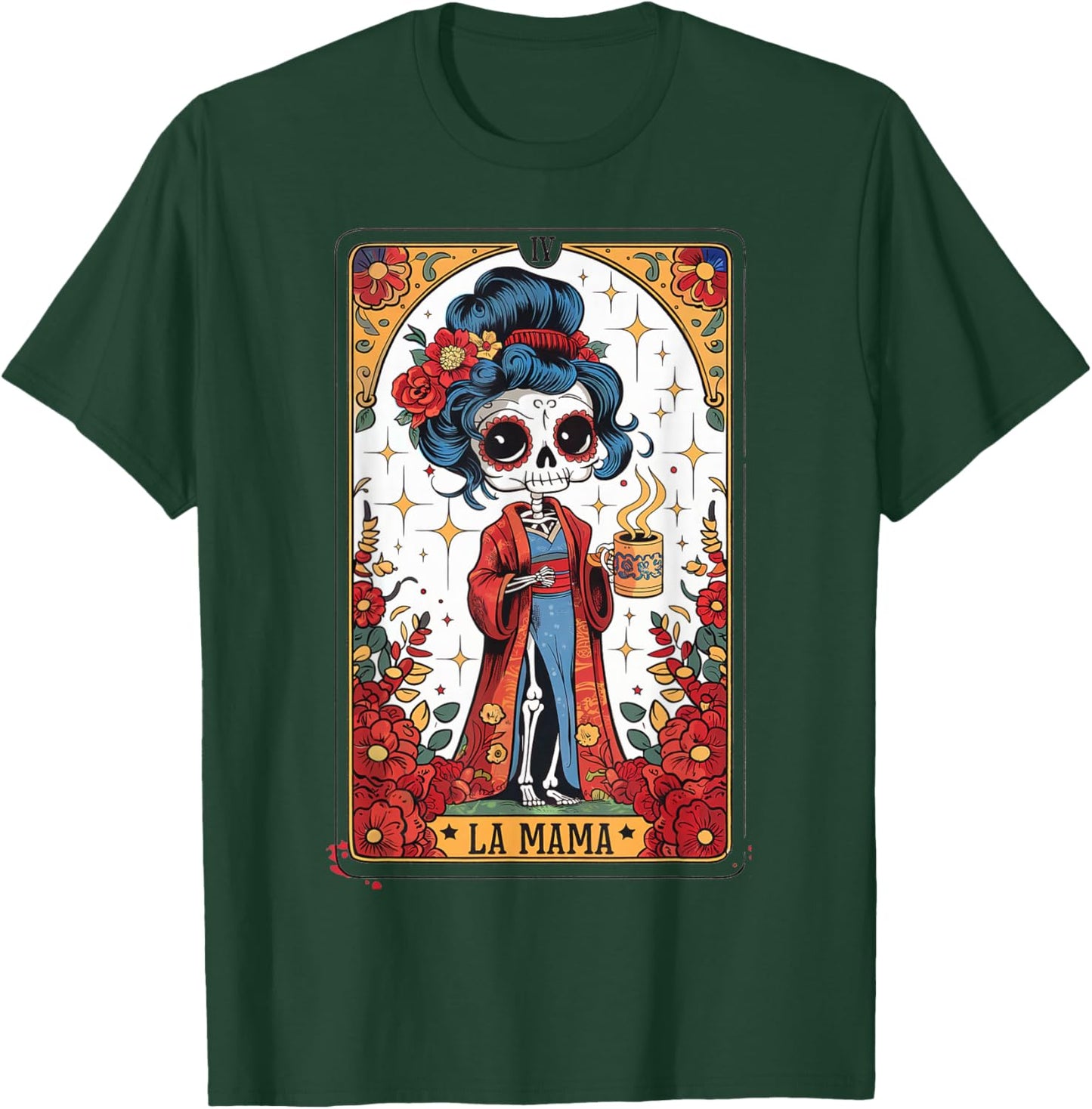 La Mamá Tarot Card Funny Mexican Mom Spanish Skeleton Mama T-Shirt - T-Shirt | Forest