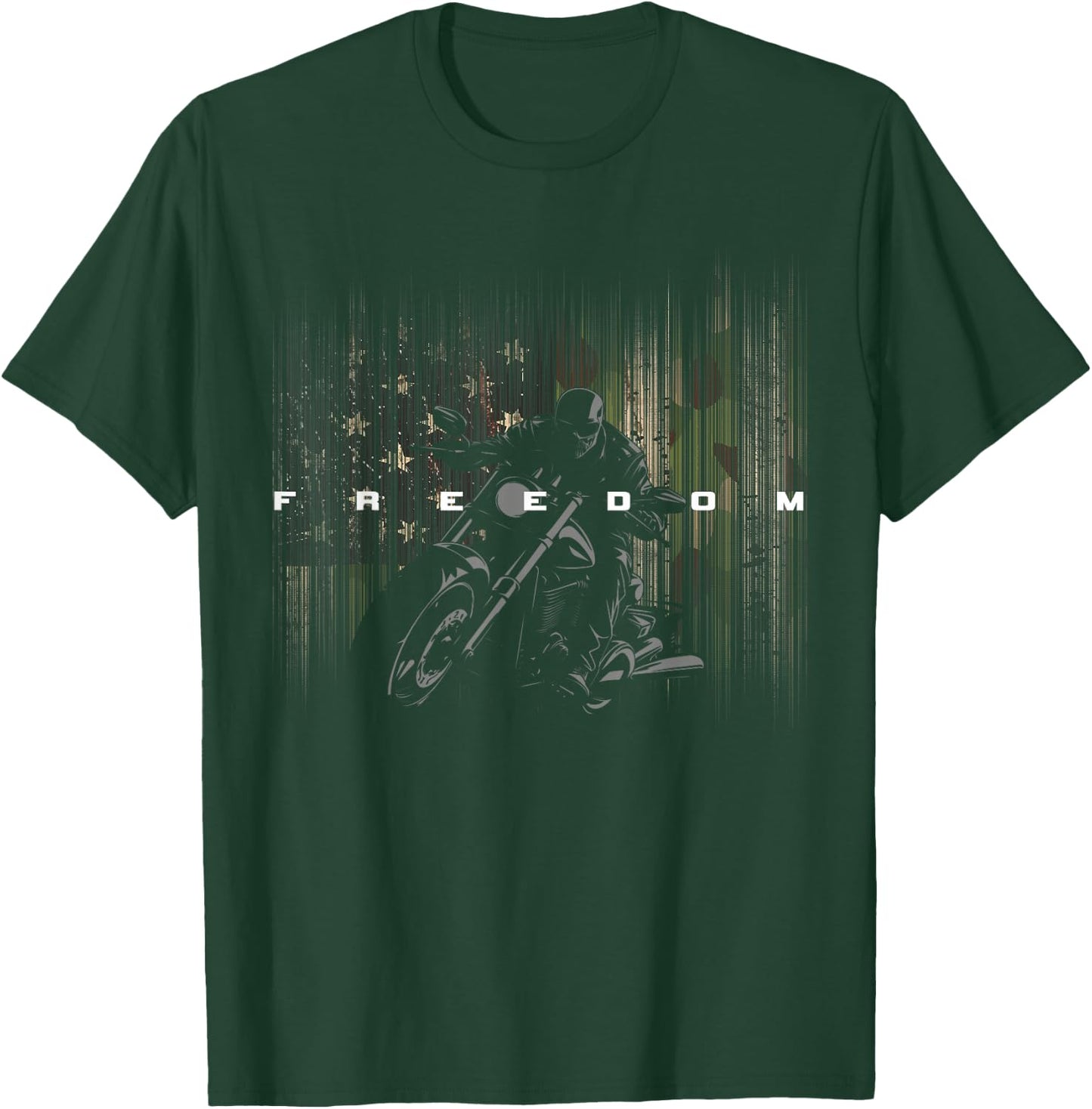 American Flag Camouflage Motorcycle T-Shirt - T-Shirt | Forest