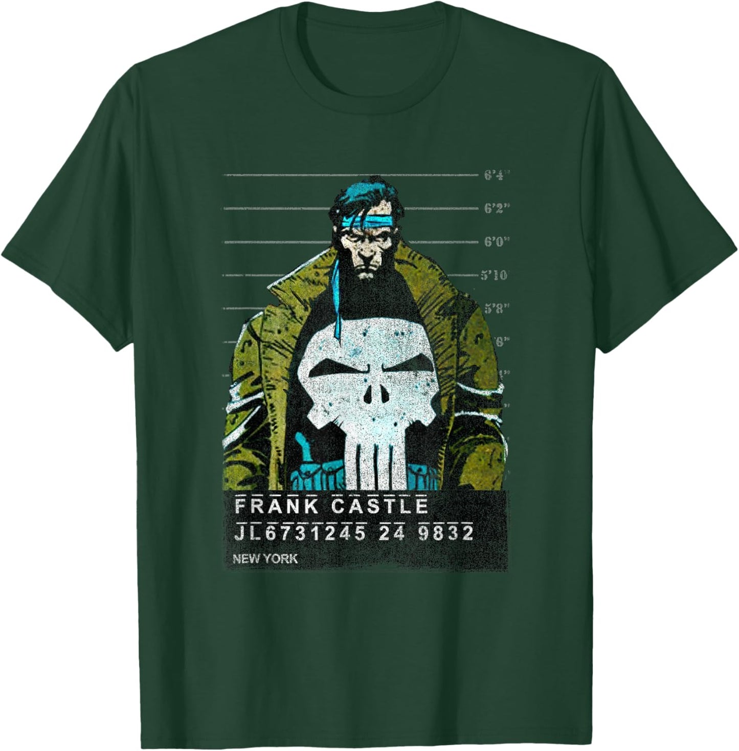 Marvel Punisher Frank Castle Prison Mugshot Distressed T-Shirt - T-Shirt | Forest