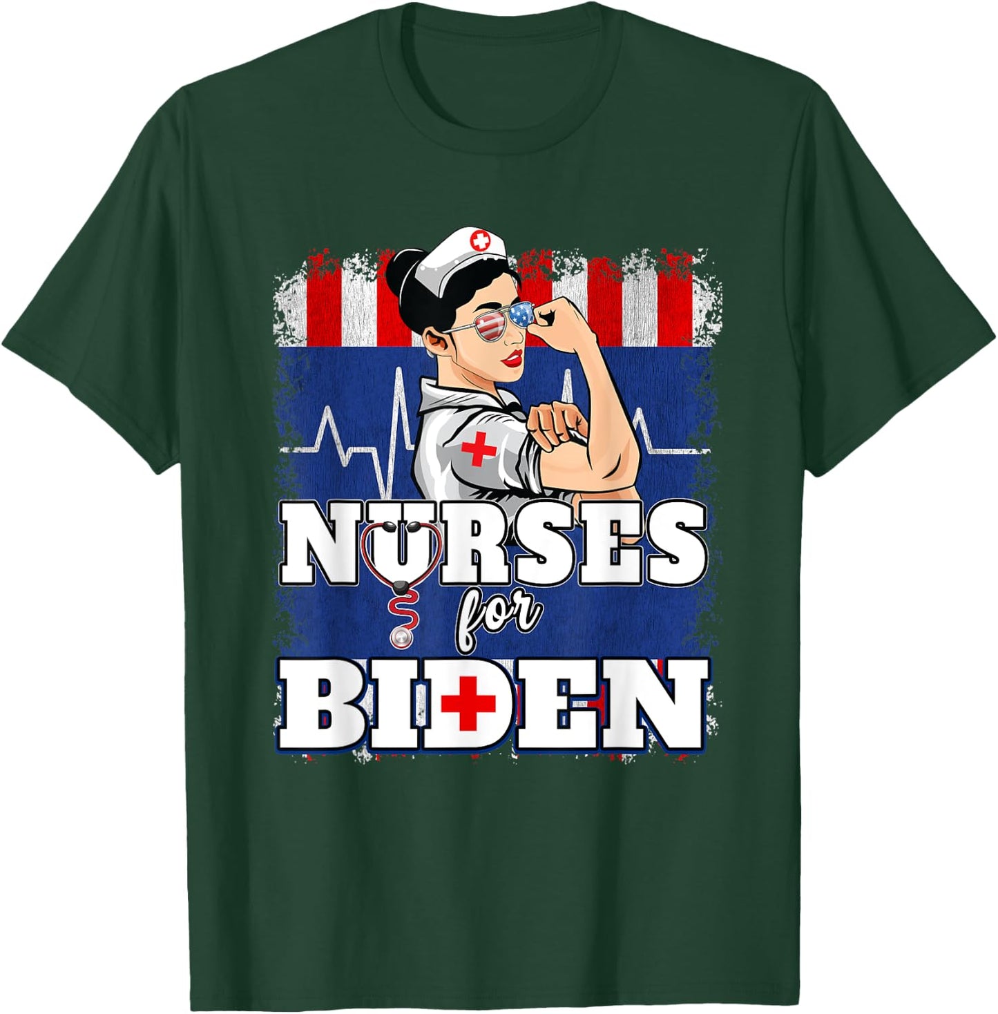 Nurses For Biden US Flag Vote Democrat Healthcare Nurses T-Shirt - T-Shirt | Forest