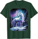 Fantasy white Unicorn standing in the snowy forest T-Shirt - T-Shirt | Forest