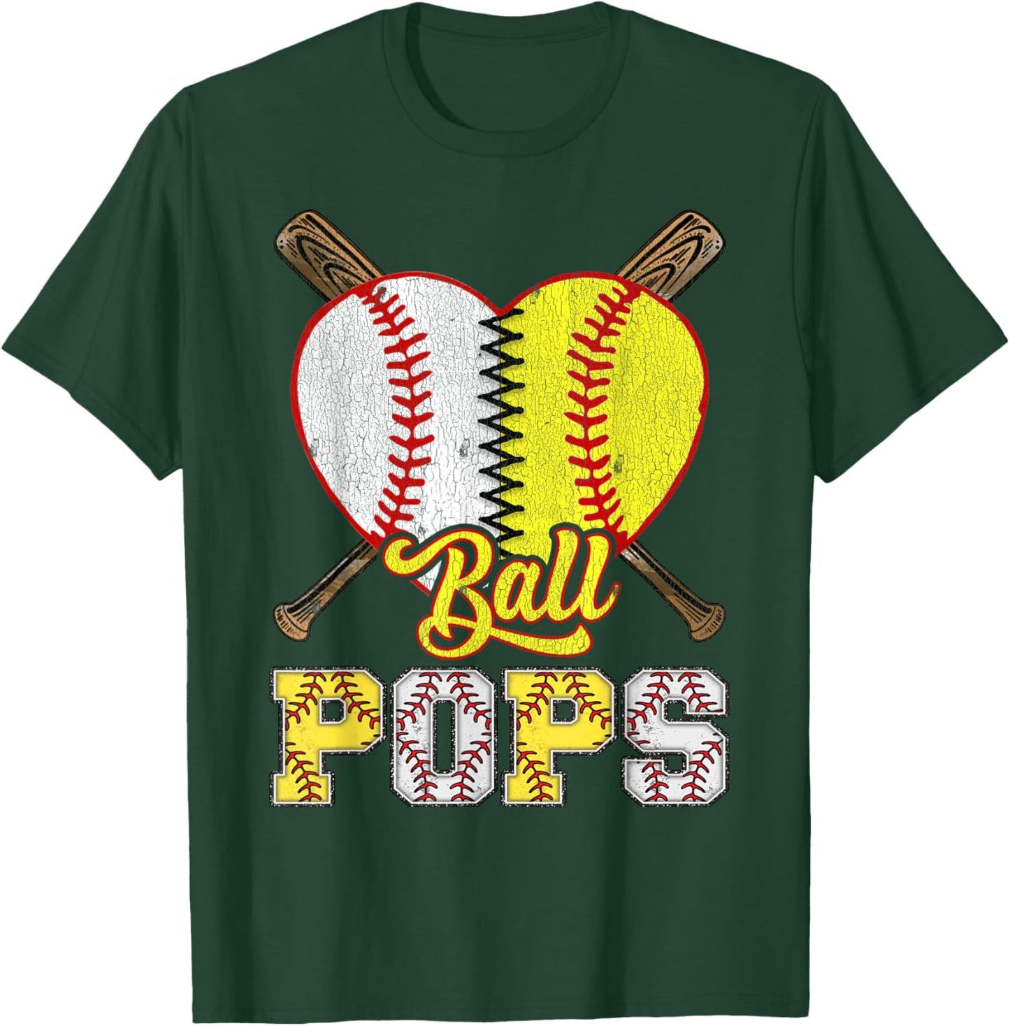 Pops Of Both Ball Pops Half Baseball Softball T-Shirt - T-Shirt | Forest