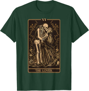The Lovers Vintage Tarot Card - Gothic Halloween Tea T-Shirt - T-Shirt | Forest