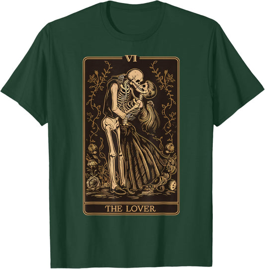 The Lovers Vintage Tarot Card - Gothic Halloween Tea T-Shirt - T-Shirt | Forest