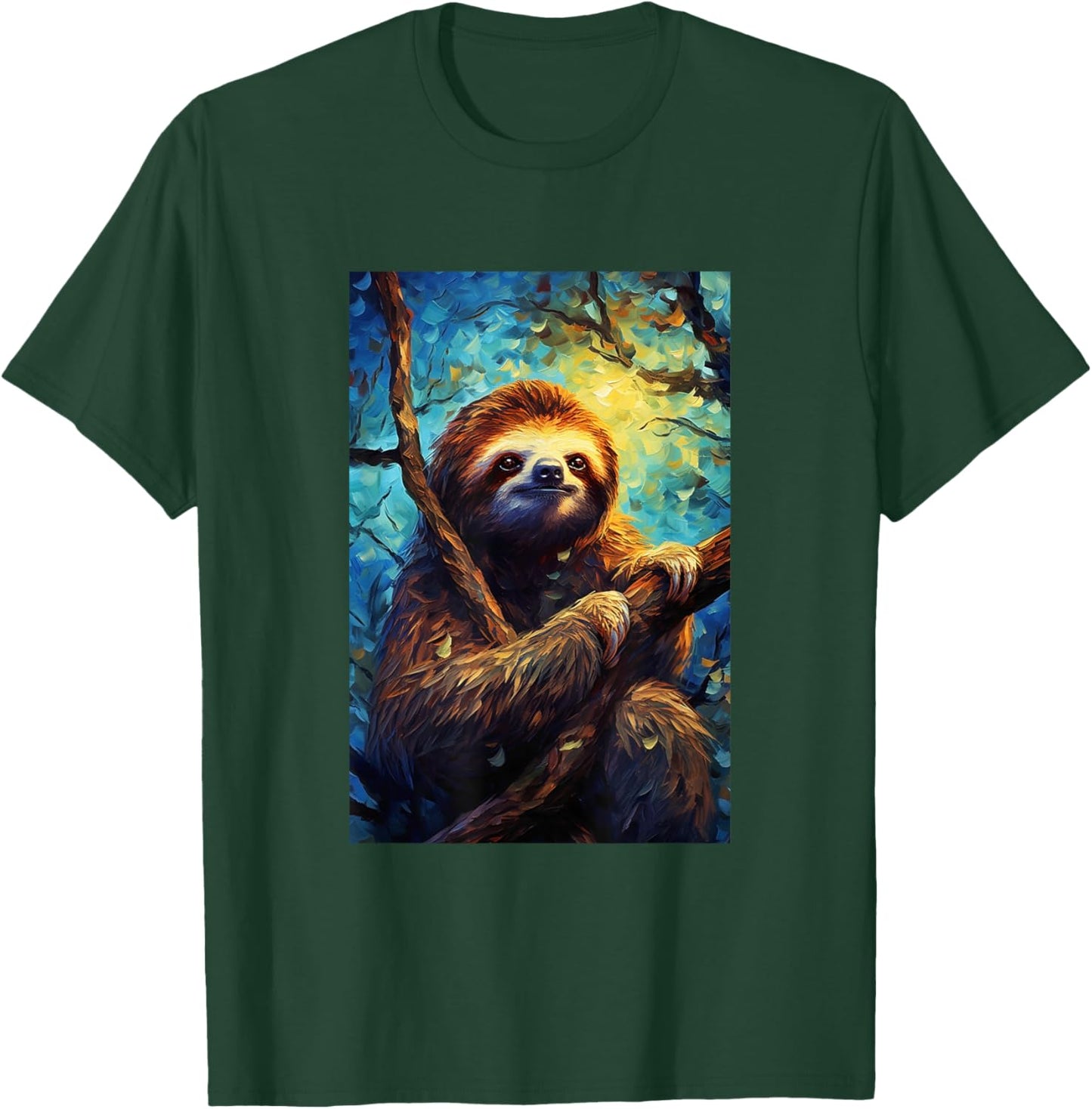 Sloth - Van Gogh Style - Starry Night T-Shirt - T-Shirt | Forest