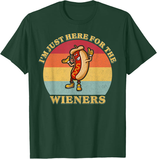 Im Just Here for The Weiners 4th of July Funny Hot Dog Gifts T-Shirt - T-Shirt | Forest