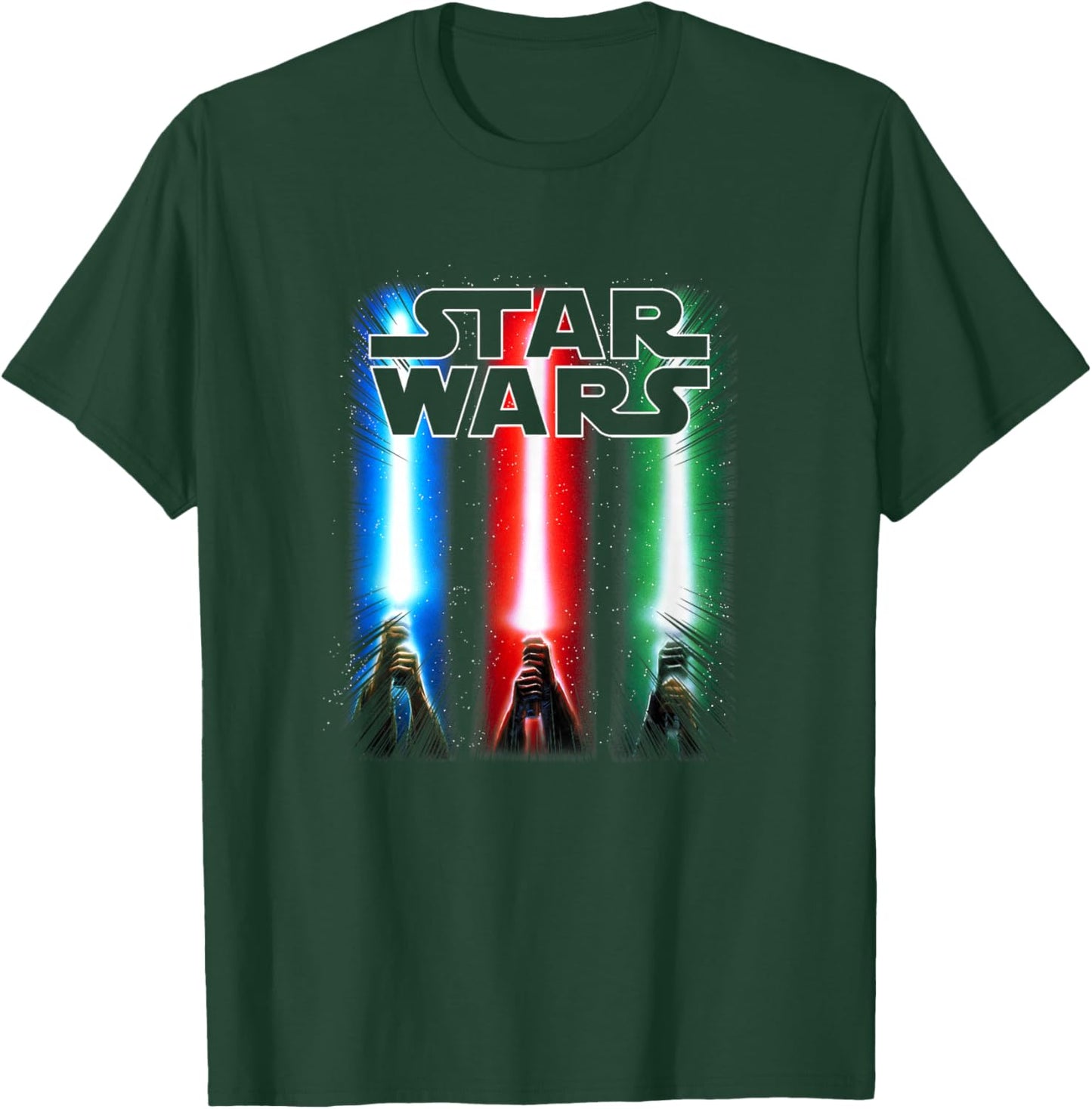 Star Wars Classic Red Blue Green Lightsaber Salute T-Shirt - T-Shirt | Forest