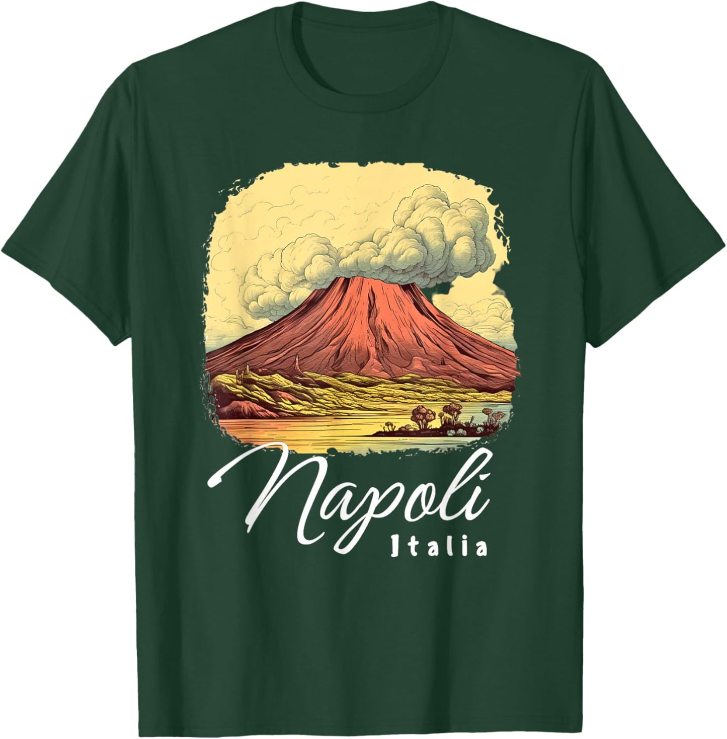 Retro Mount Vesuvius Napoli Italia / Naples Italy / Naples T-Shirt - T-Shirt | Forest