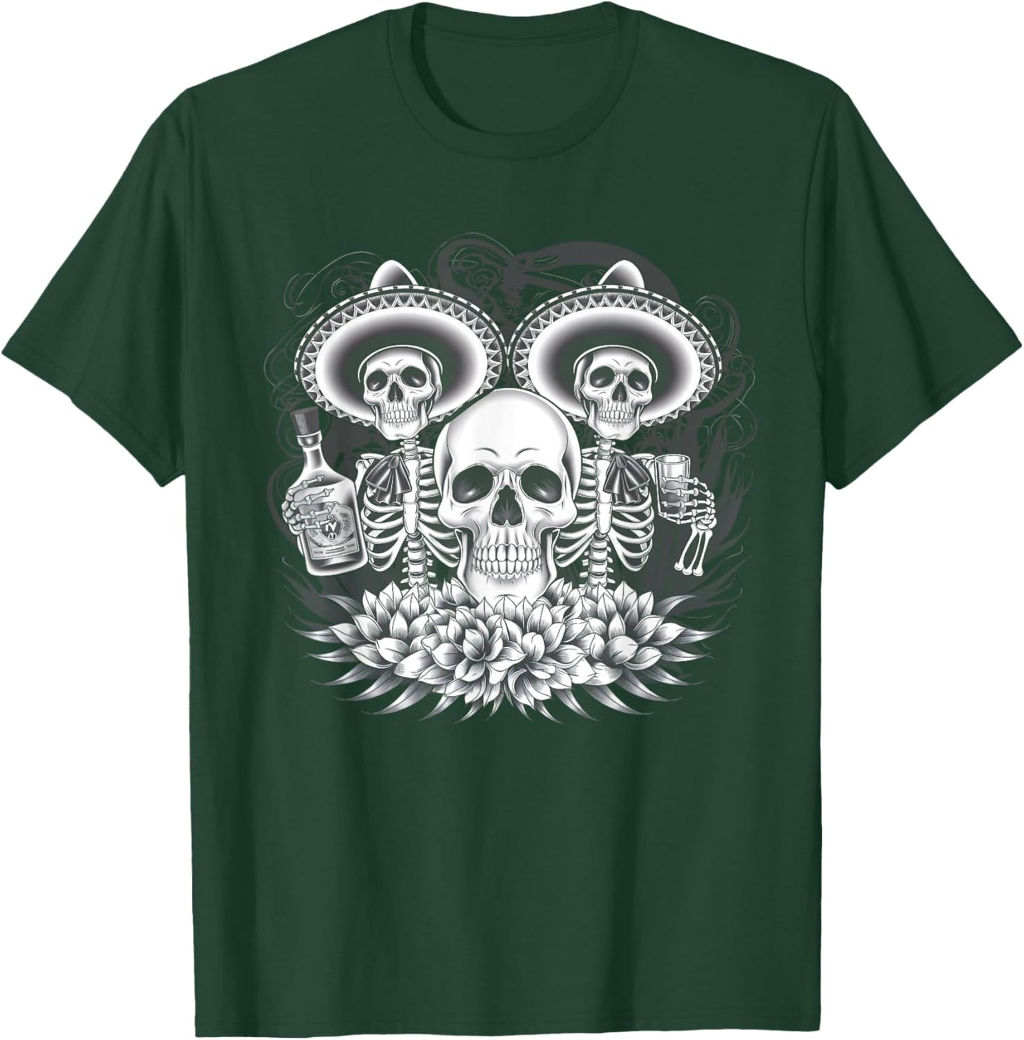 Mexico Vintage Skeleton Tequila Dia De Los Muertos Mexican T-Shirt - T-Shirt | Forest