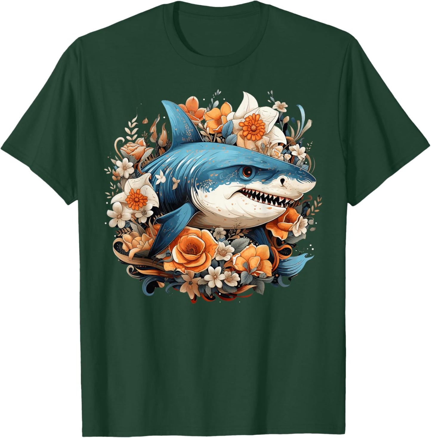 Shark Flowers T-Shirt - T-Shirt | Forest