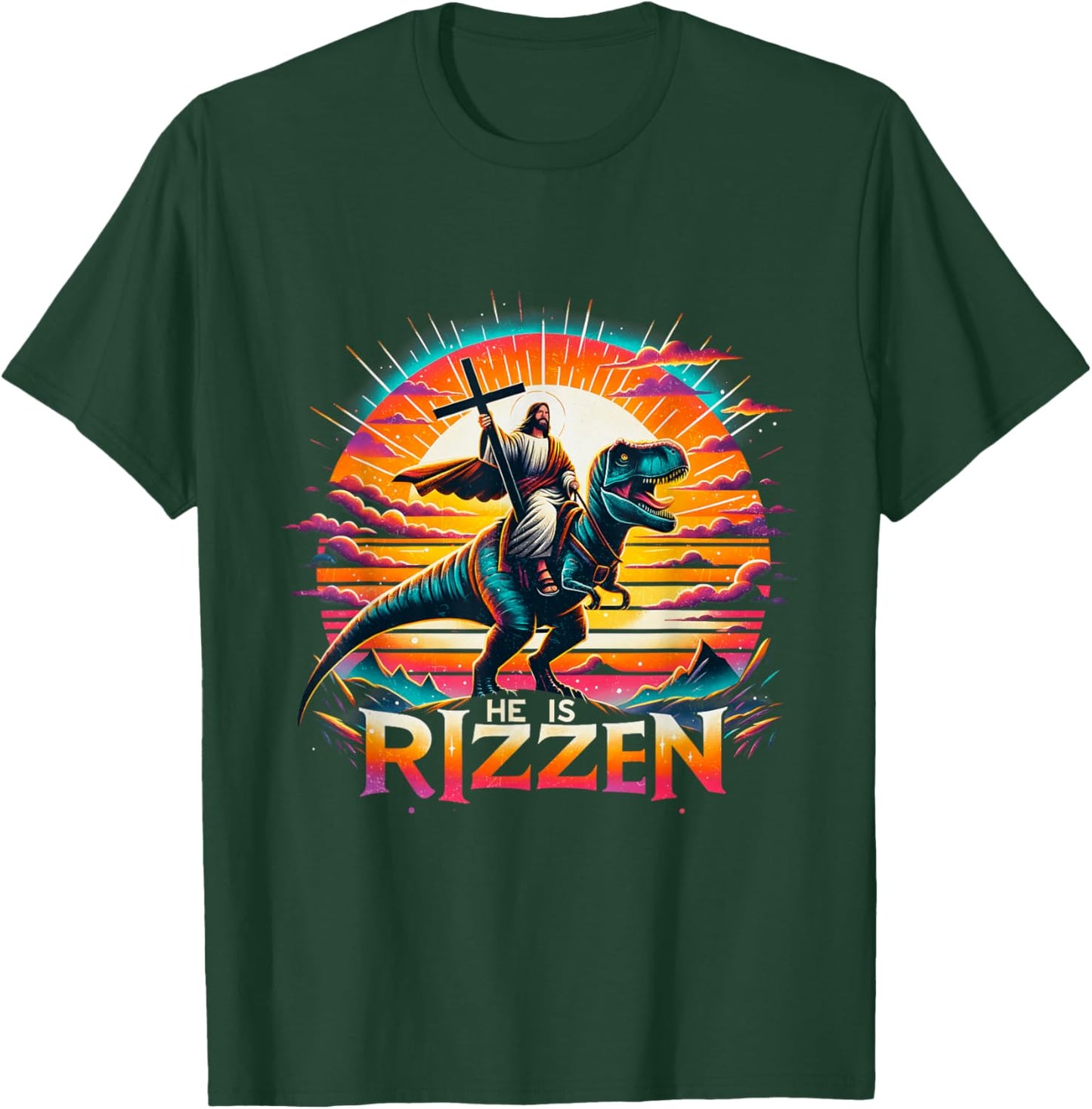 Jesus Has Rizzen He Is Rizzen Christian Jesus Is Rizzen Cool T-Shirt - T-Shirt | Forest
