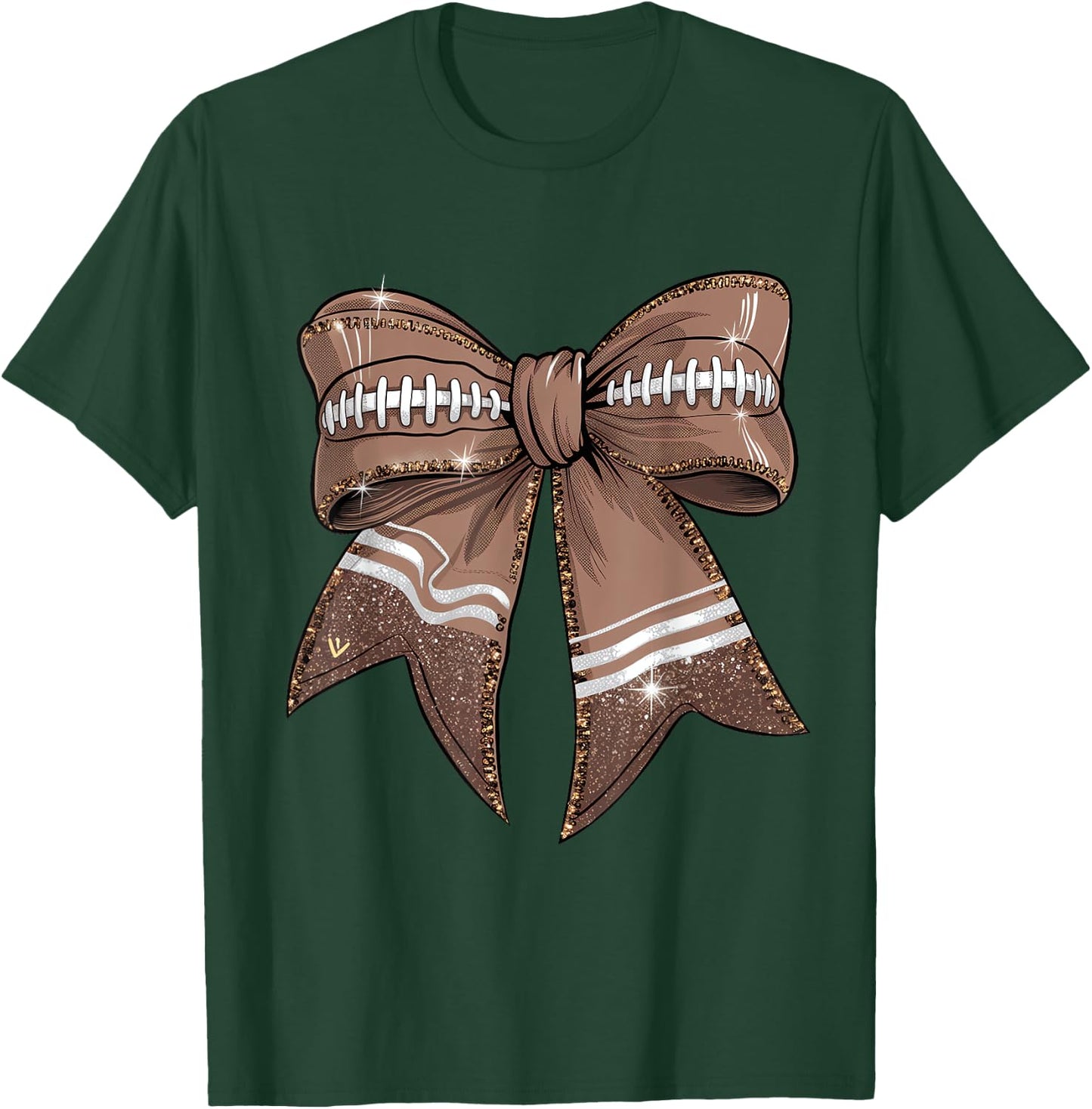Coquette Bow Pumpkin American Football Thanksgiving Autumn T-Shirt - T-Shirt | Forest