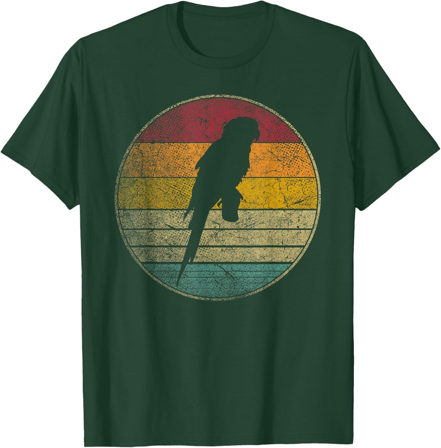 Parrot Bird Vintage Distressed Retro Style Silhouette 70s T-Shirt - T-Shirt | Forest