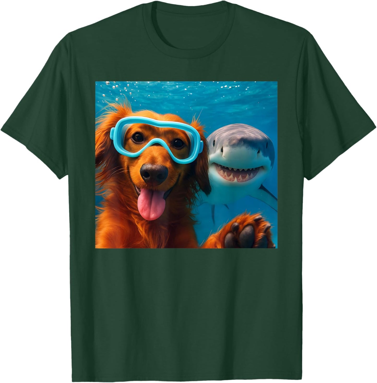 Funny Dachshund Doxie Dog Selfie with Shark Ocean Lovers T-Shirt - T-Shirt | Forest