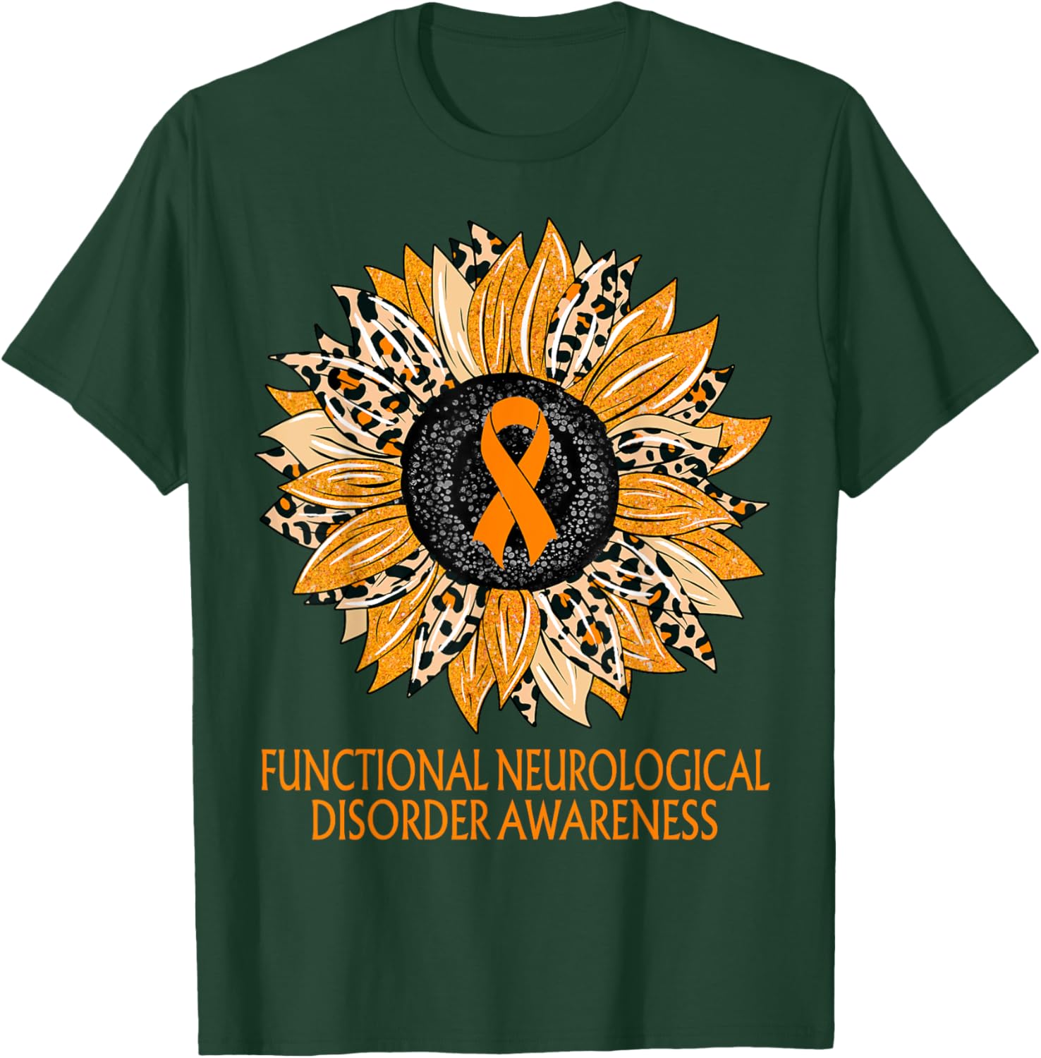 Leopard Sunflower Functional Neurological Disorder Awareness T-Shirt - T-Shirt | Forest