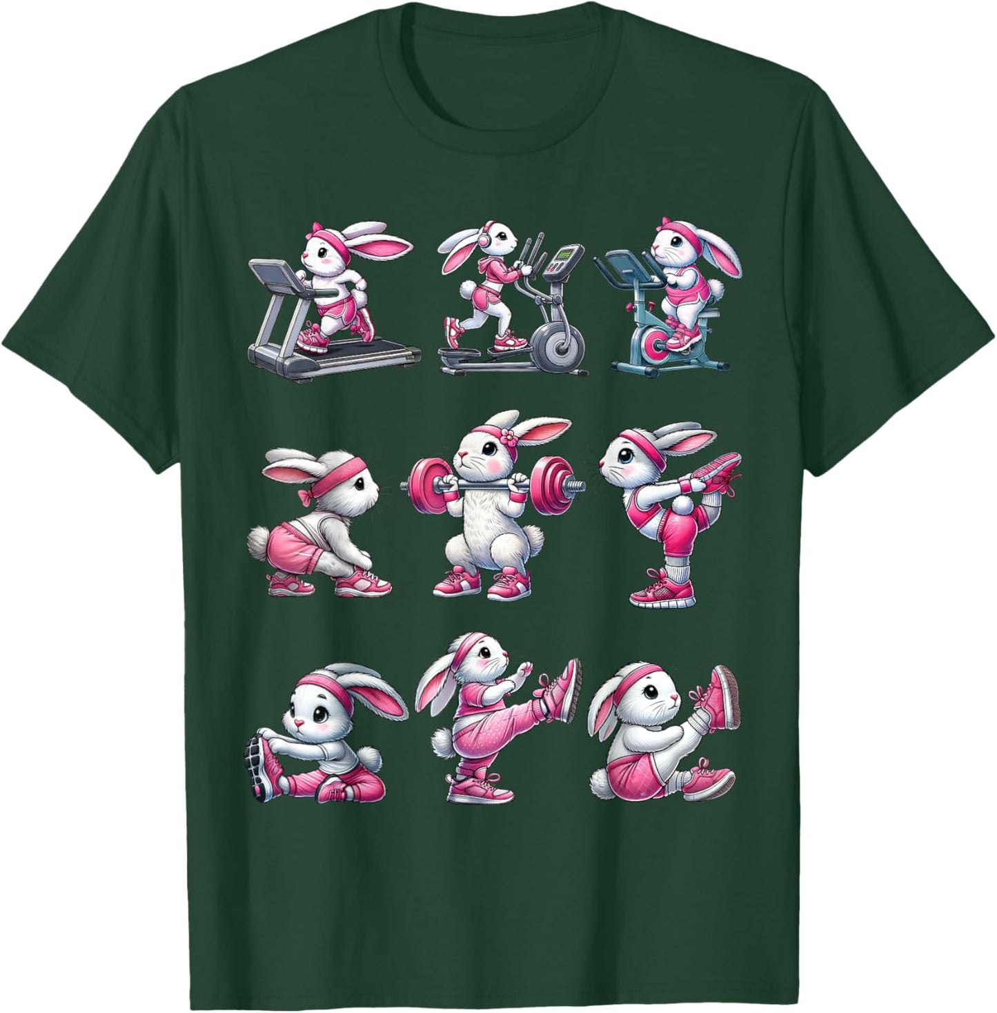 Easter Bunny Fitness Collection Gym Workout Weightlifting T-Shirt - T-Shirt | Forest