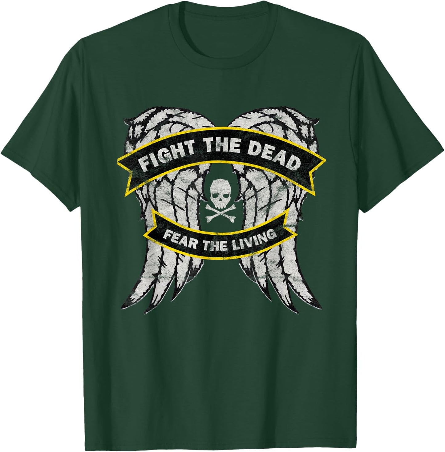 Fight the Dead Fear the Living Distressed Zombie Hunter T-Shirt - T-Shirt | Forest
