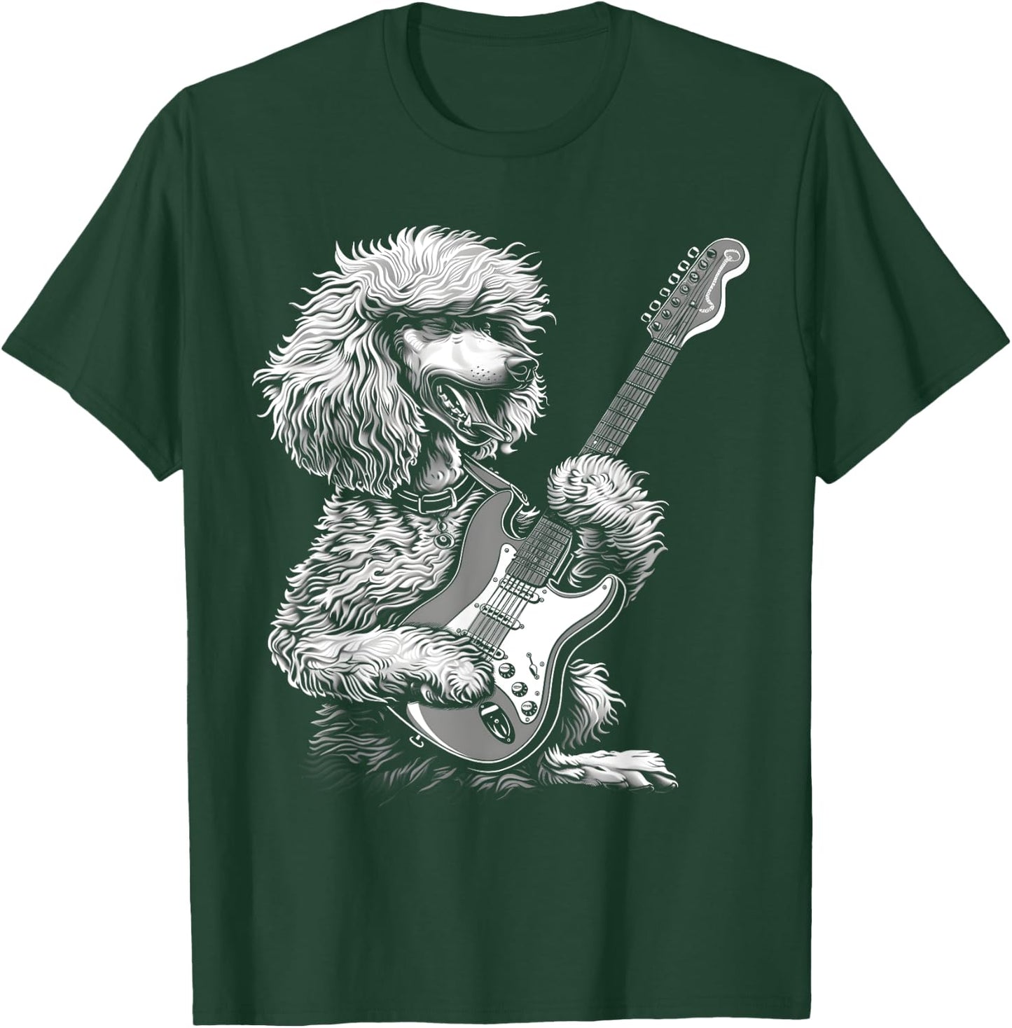 Funny Poodle Dog Playing Electric Guitar Rock Dog Dad T-Shirt - T-Shirt | Forest