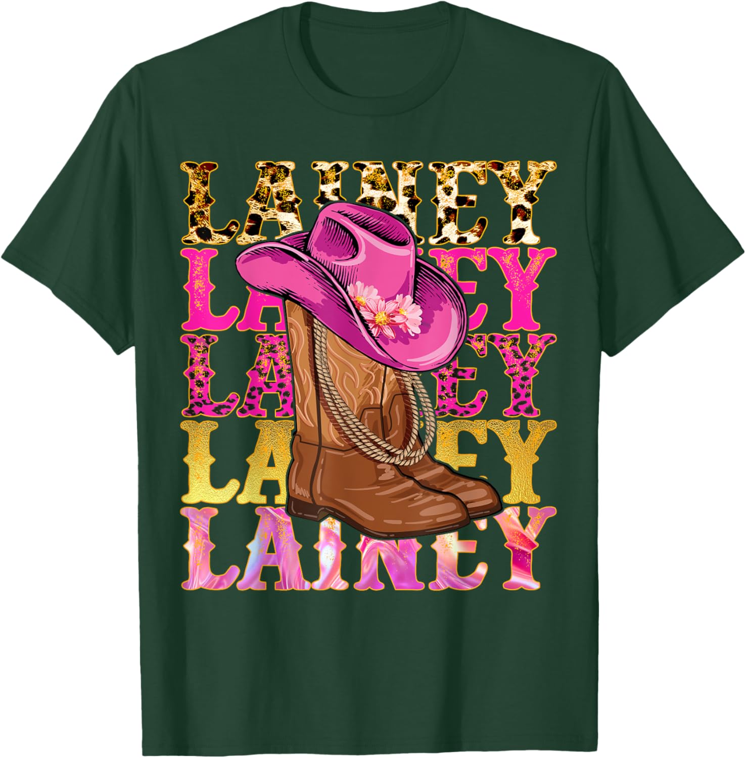 Lainey First Name Personalized Birthday Cowgirl Outfit T-Shirt - T-Shirt | Forest