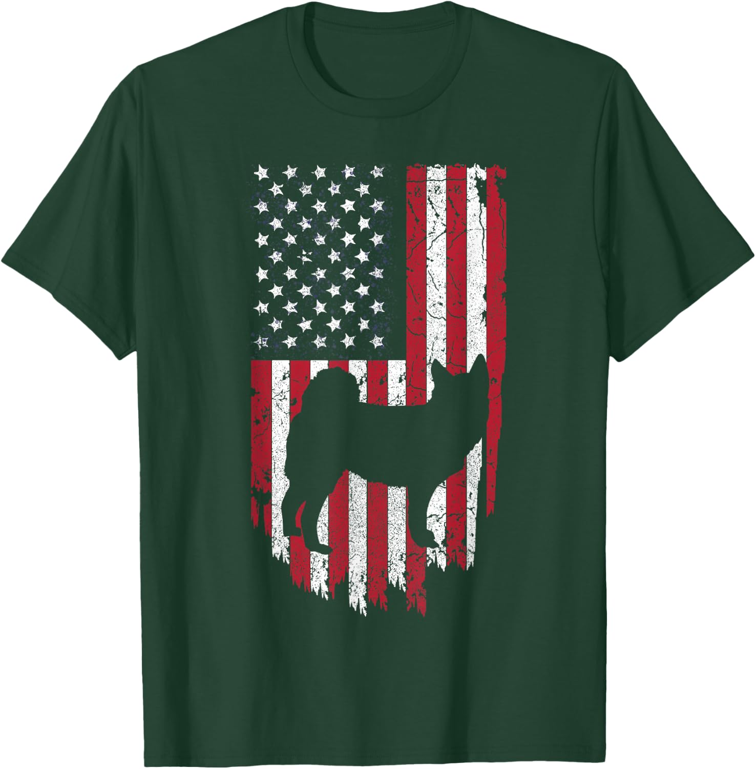 Norwegian Elk-hound Dog Silhouette Shirts, 4th Of July USA Women Kids Men T-Shirt - T-Shirt | Forest
