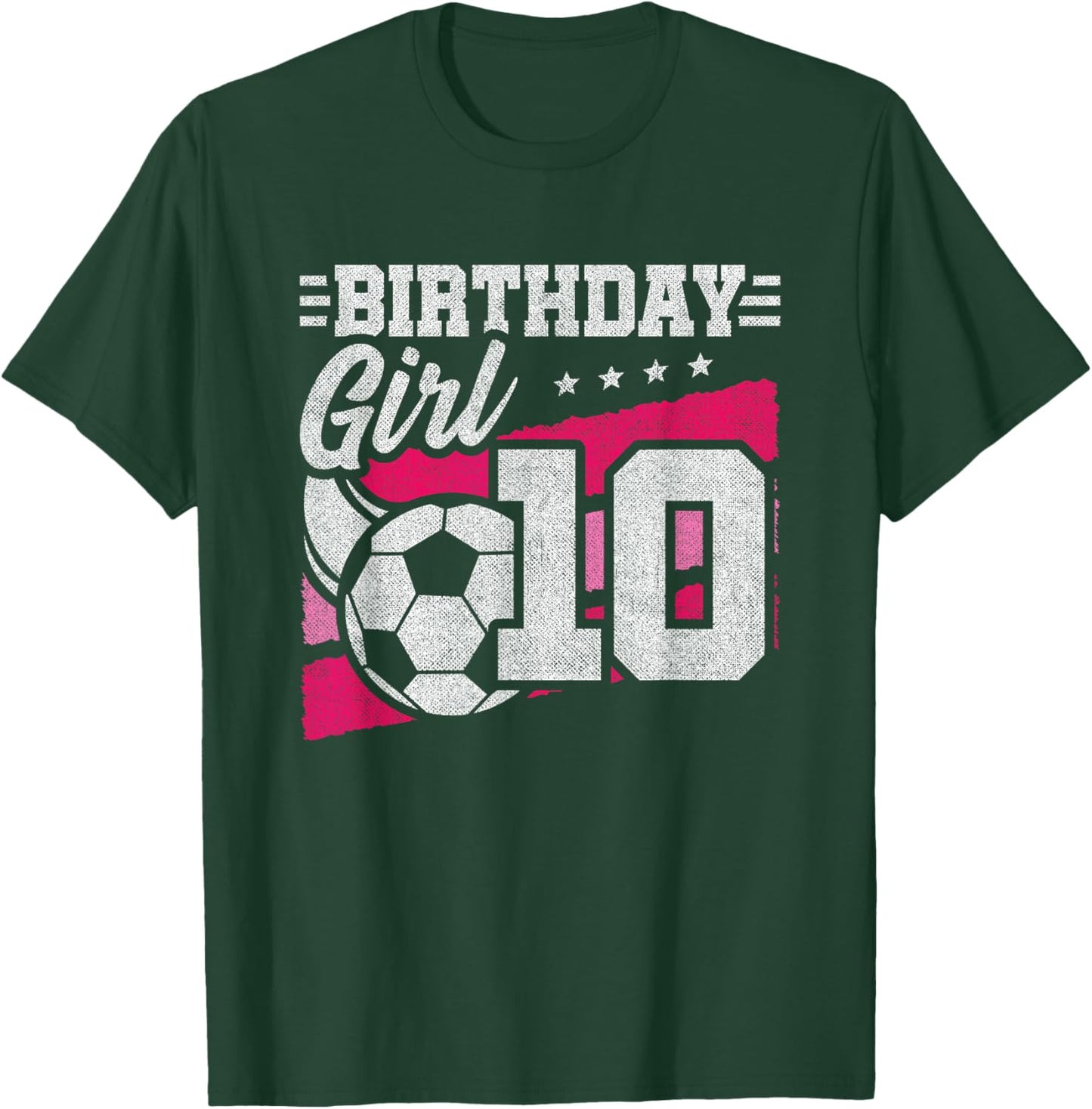 10 Year Old Soccer Birthday - Girls 10th Birthday Soccer T-Shirt - T-Shirt | Forest