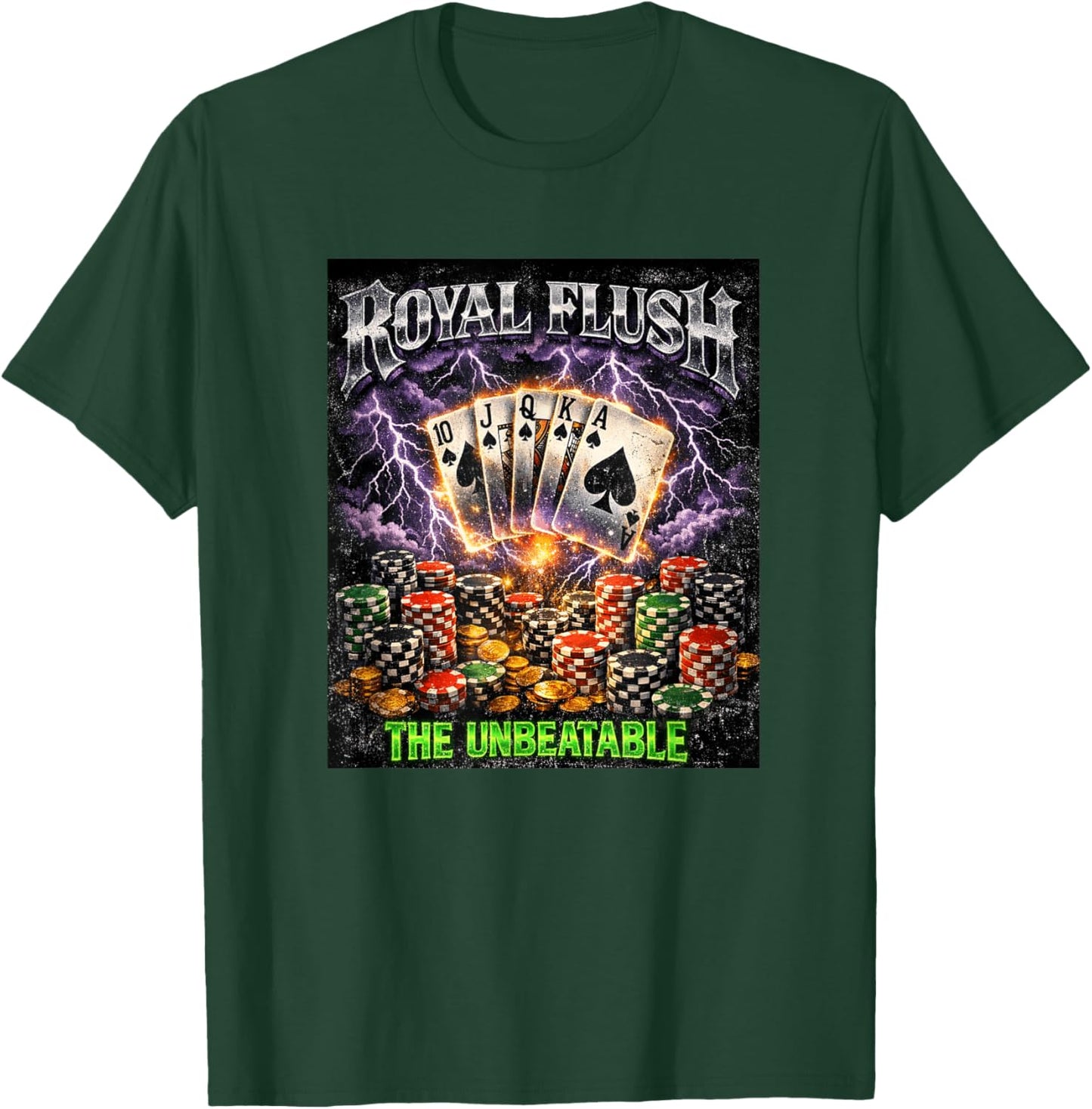 Poker Royal Flush The Unbeatable Retro Bootleg Card Player T-Shirt - T-Shirt | Forest