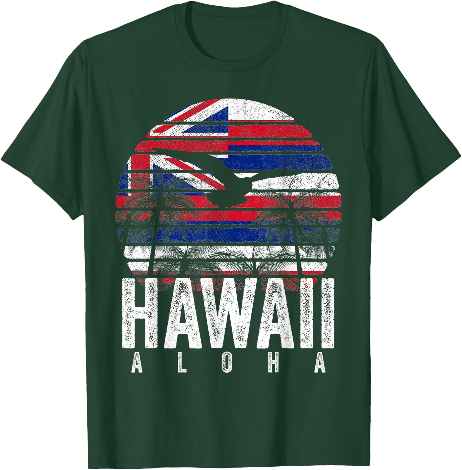 Retro Aloha Hawaii Flag Hawaiian Island Vintage Men Women T-Shirt - T-Shirt | Forest