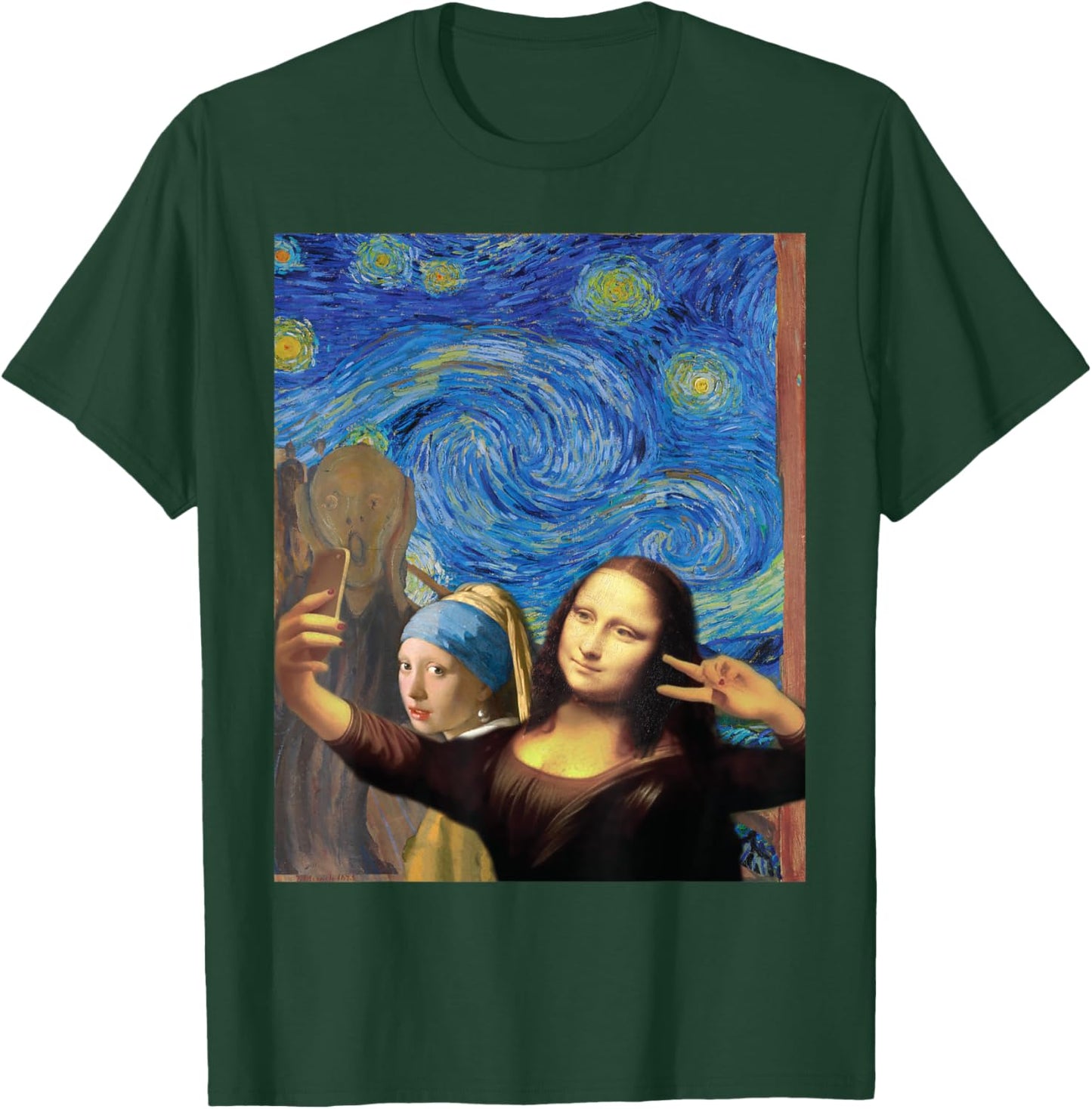 Funny Mona Lisa Selfie T-Shirt - T-Shirt | Forest