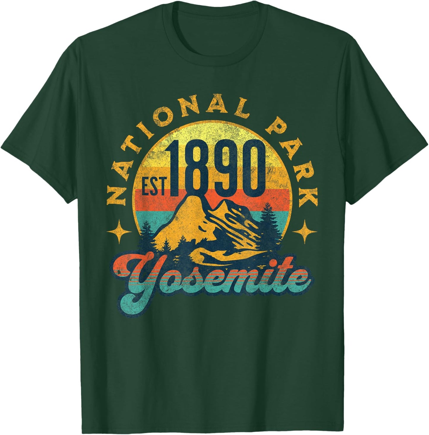 Yosemite California Nature Mountains Hiking Outdoors Vintage T-Shirt - T-Shirt | Forest