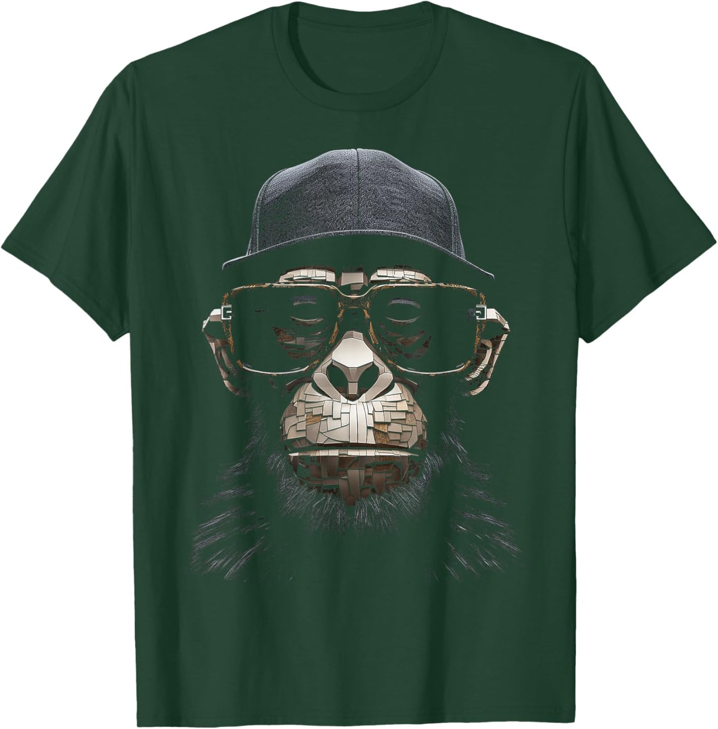 Monkey Drawing Human Art Animal Polygon Graphic Monkey T-Shirt - T-Shirt | Forest