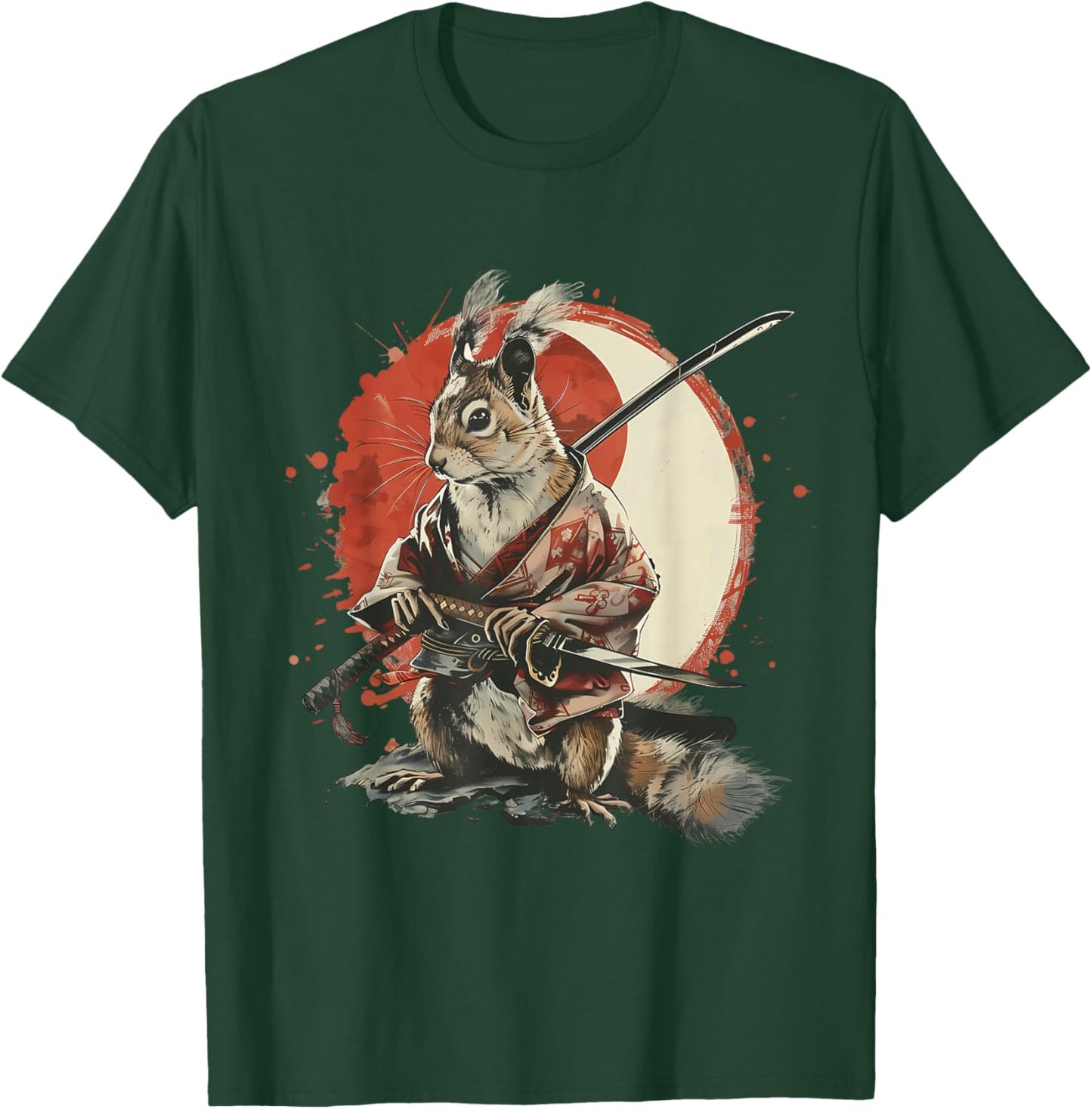 Samurai Squirrel Japanese Ninja Squirrel Japanese Warrior T-Shirt - T-Shirt | Forest