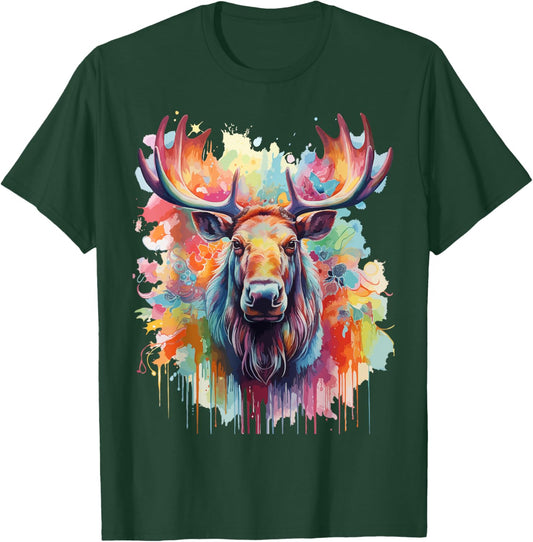 Pop Art Moose Lovers Design Funny Moose T-Shirt - T-Shirt | Forest
