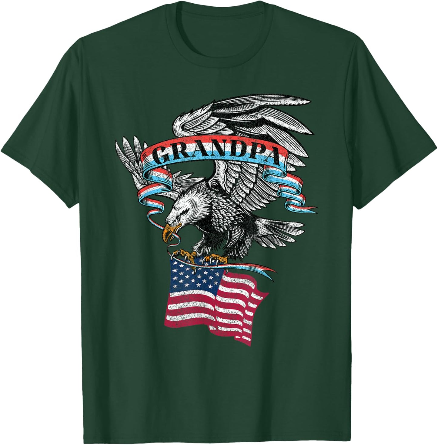 Grandpa American Flag USA Eagle Vintage Graphic T-Shirt - T-Shirt | Forest