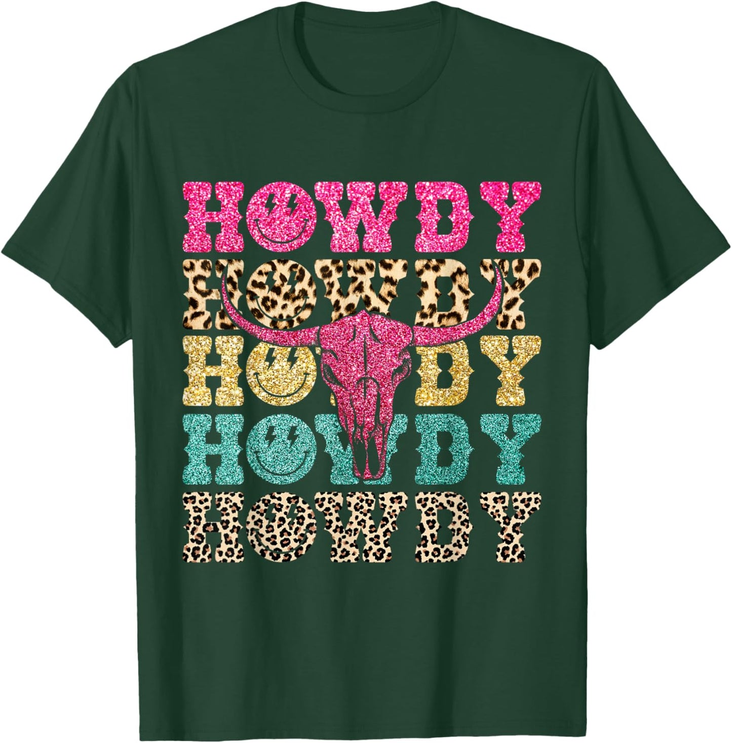 Howdy Smile Face Rodeo Western Country Southern Cowgirl T-Shirt - T-Shirt | Forest