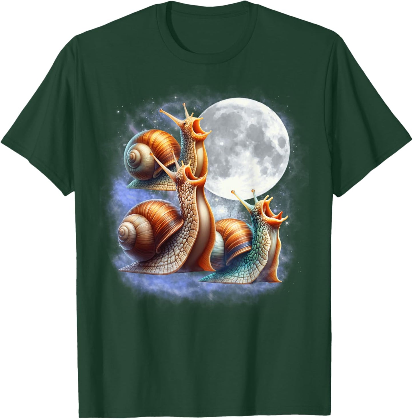 Three Snails Moon Funny Snail Howling Wolfs Moon Parody T-Shirt - T-Shirt | Forest
