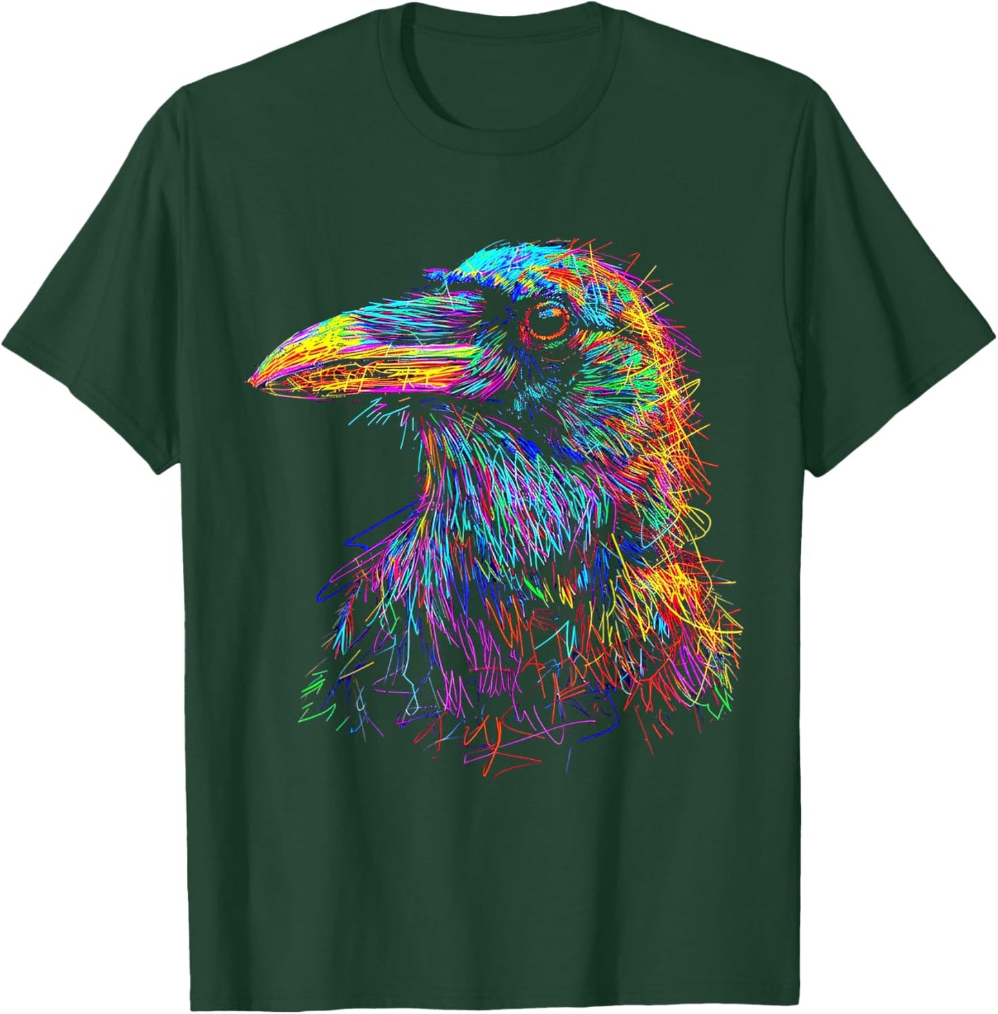 Raven Colorful Abstract Animal Bird Illustration Crow T-Shirt - T-Shirt | Forest