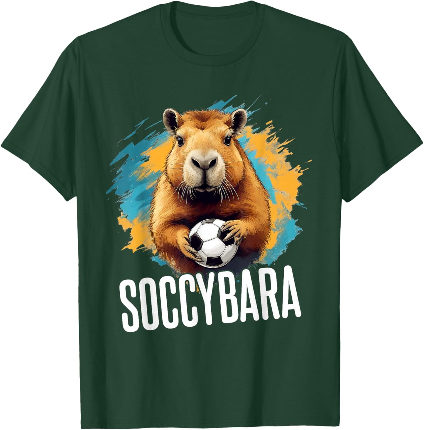 Soccybara Delight - Capybara with Football Soccer T-Shirt - T-Shirt | Forest