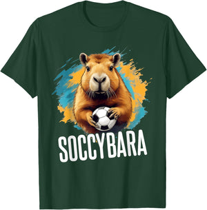 Soccybara Delight - Capybara with Football Soccer T-Shirt - T-Shirt | Forest