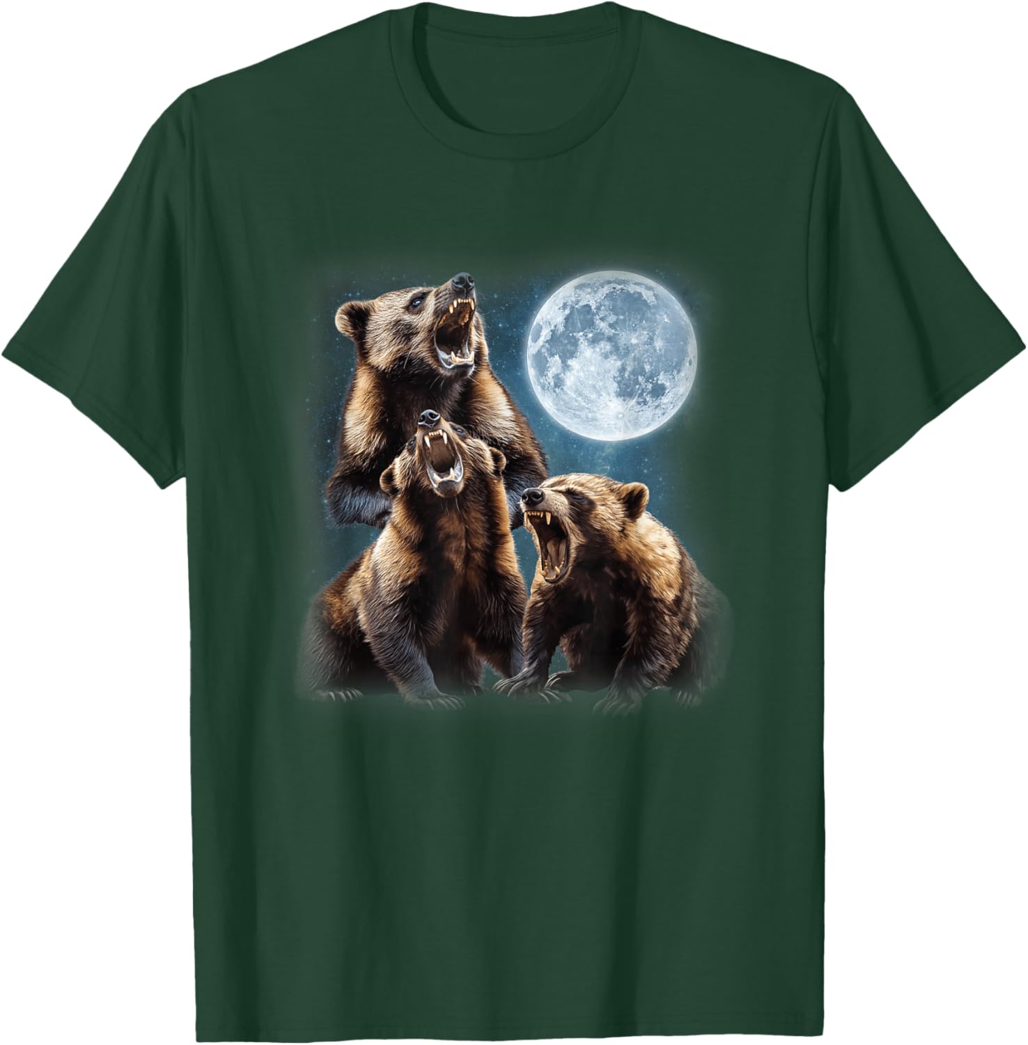 3 Wolverines Howling at the Moon Carcajou Badger Animal T-Shirt - T-Shirt | Forest