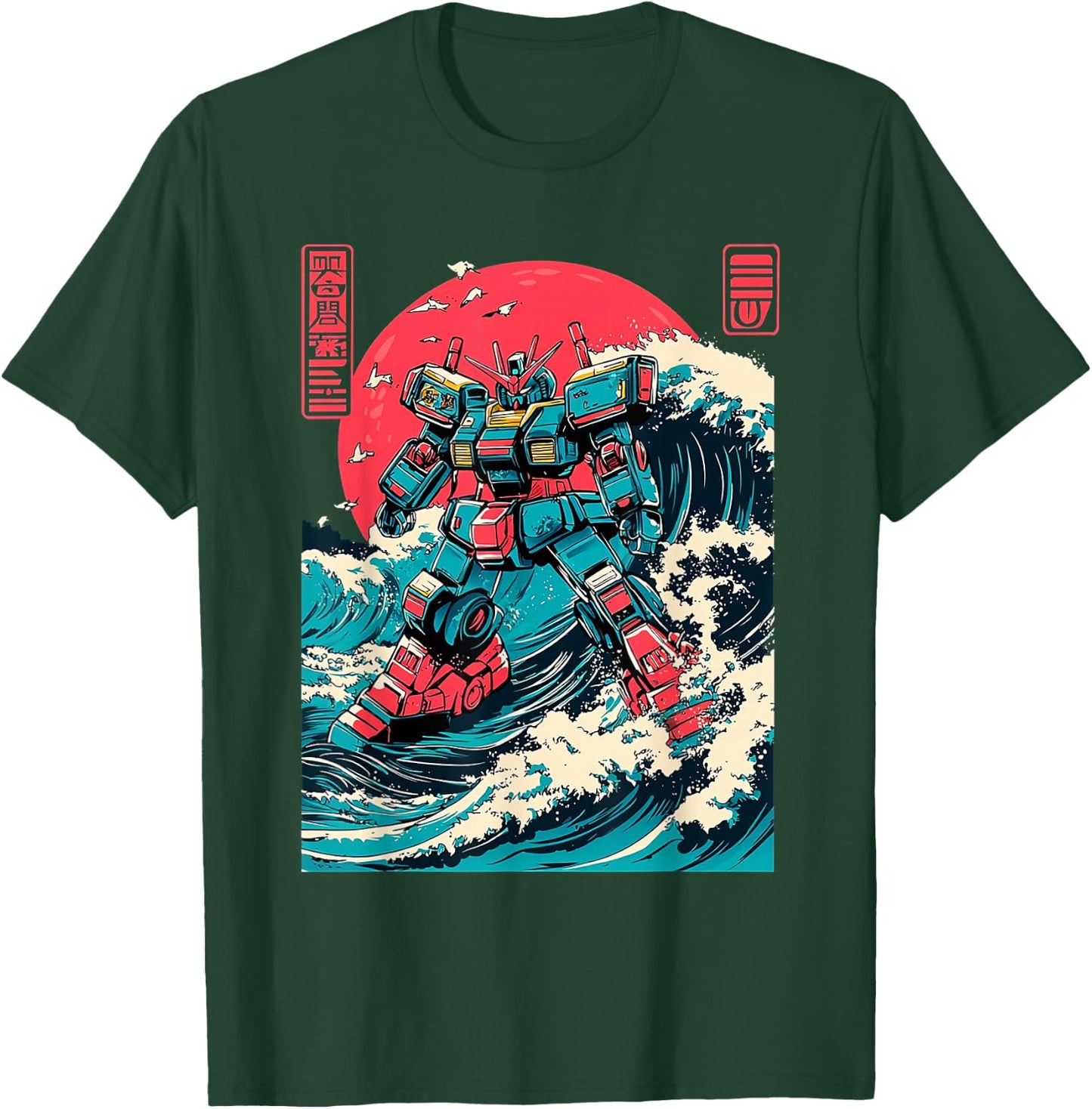 Japanese Mecha Anime Robot Retro Japanese Wave Kanagawa T-Shirt - T-Shirt | Forest