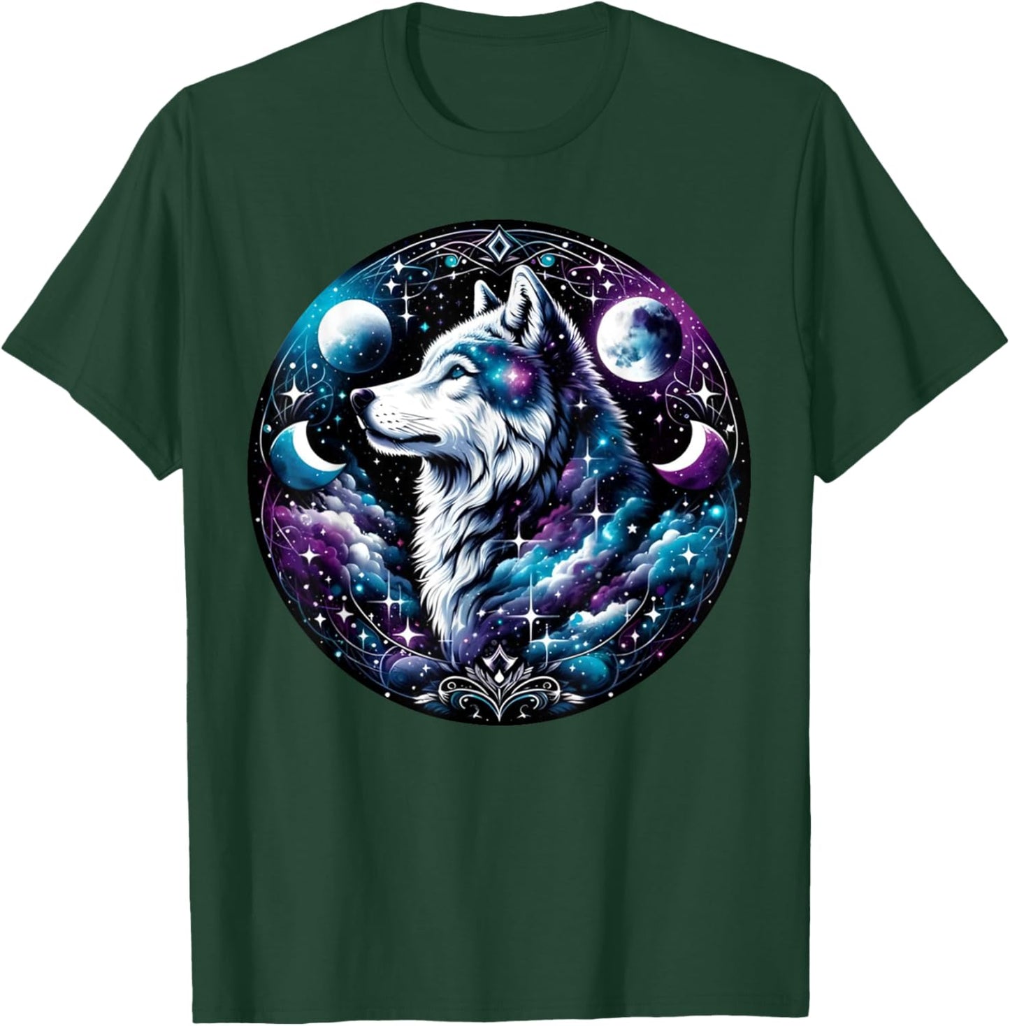 Wolf Celestial Dream Night Howling Moon Funny Wolves Lover T-Shirt - T-Shirt | Forest