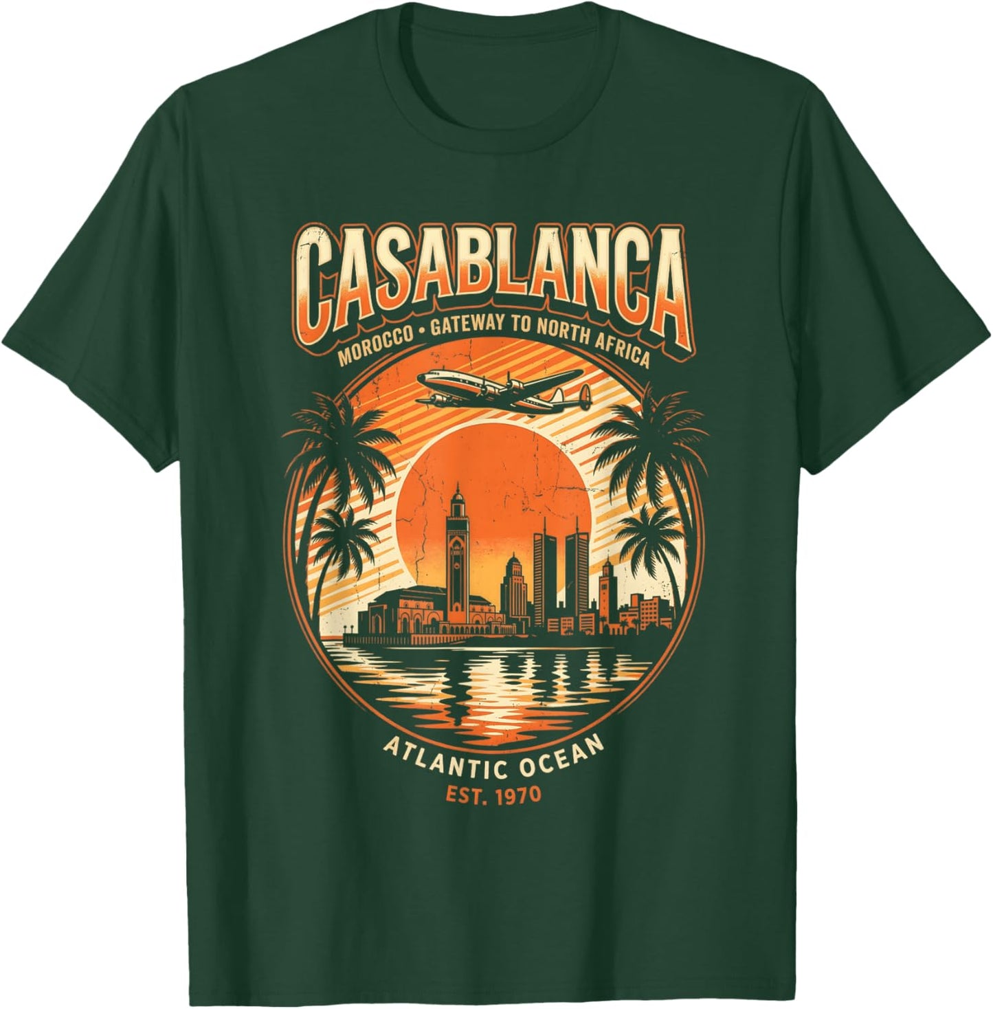 Retro Casablanca Skyline T-Shirt - T-Shirt | Forest