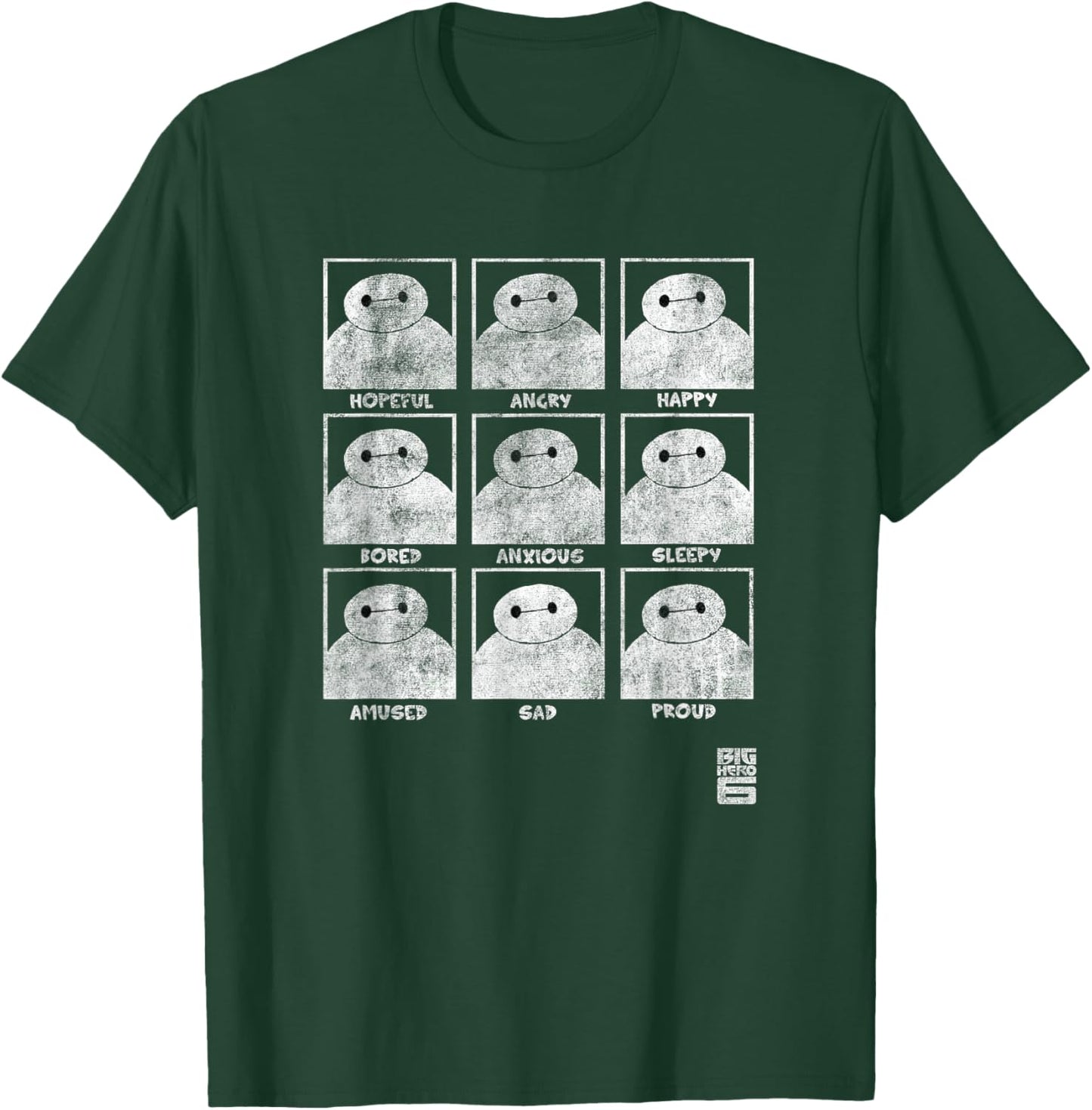 Disney Big Hero 6 Baymax Many Emotions Panels Distressed T-Shirt - T-Shirt | Forest